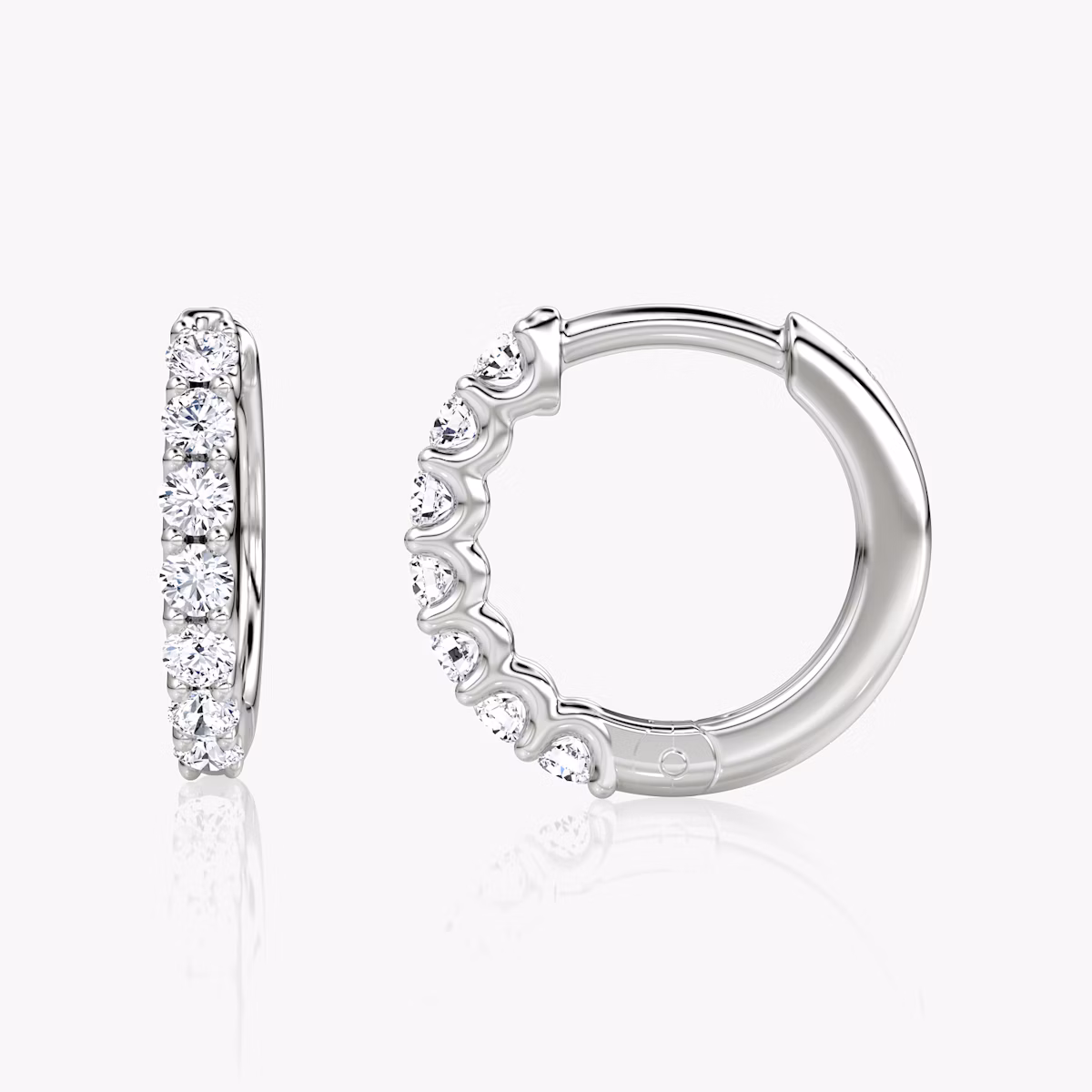 Eternity Hoop | Round Brilliant | 14k | White Gold | eternityStyle: half | earringSize: 12mm