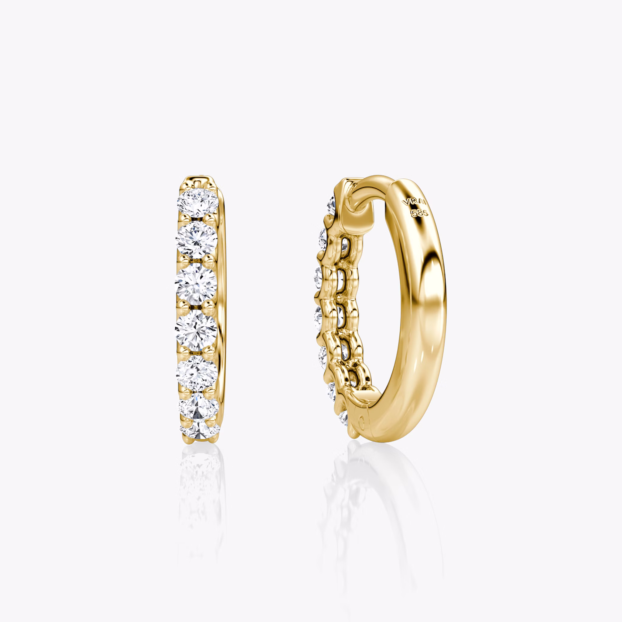 Eternity Hoop | Round Brilliant | 14k | Yellow Gold | eternityStyle: half | earringSize: 12mm