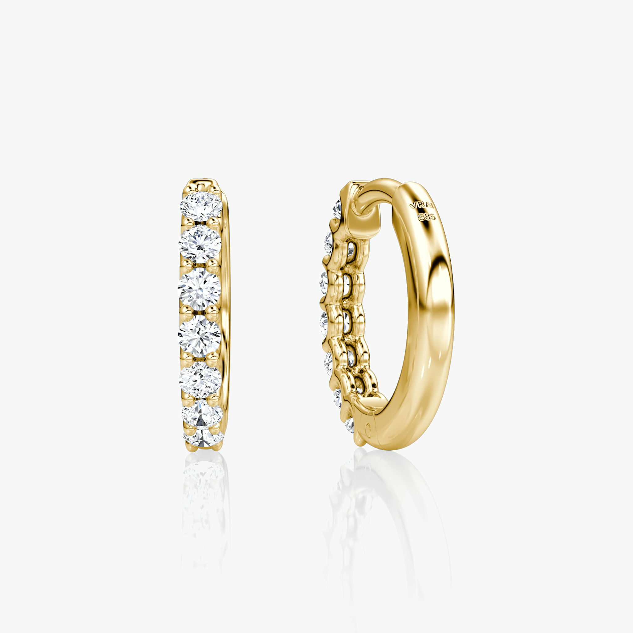 Eternity Hoop | Round Brilliant | 14k | Yellow Gold | eternityStyle: half | earringSize: 12mm