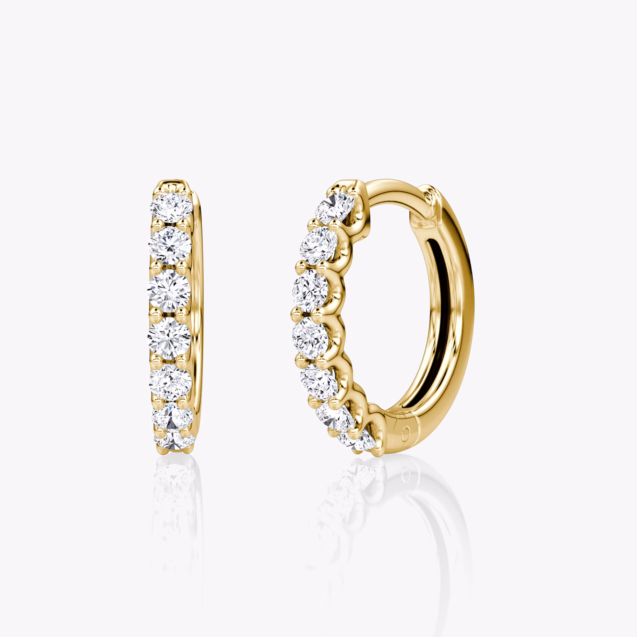 Eternity Hoop | Round Brilliant | 14k | Yellow Gold | eternityStyle: half | earringSize: 12mm