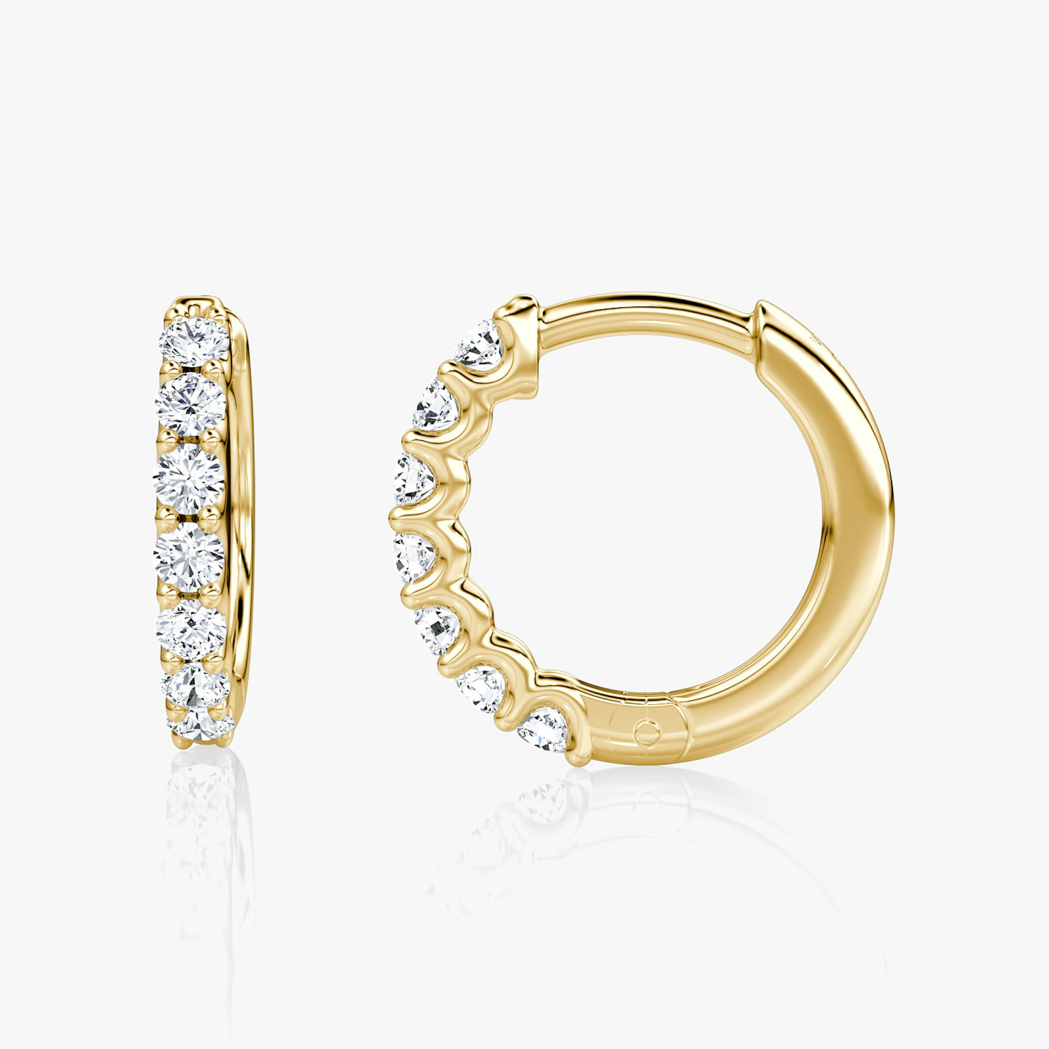 Eternity Hoop | Round Brilliant | 14k | Yellow Gold | eternityStyle: half | earringSize: 12mm