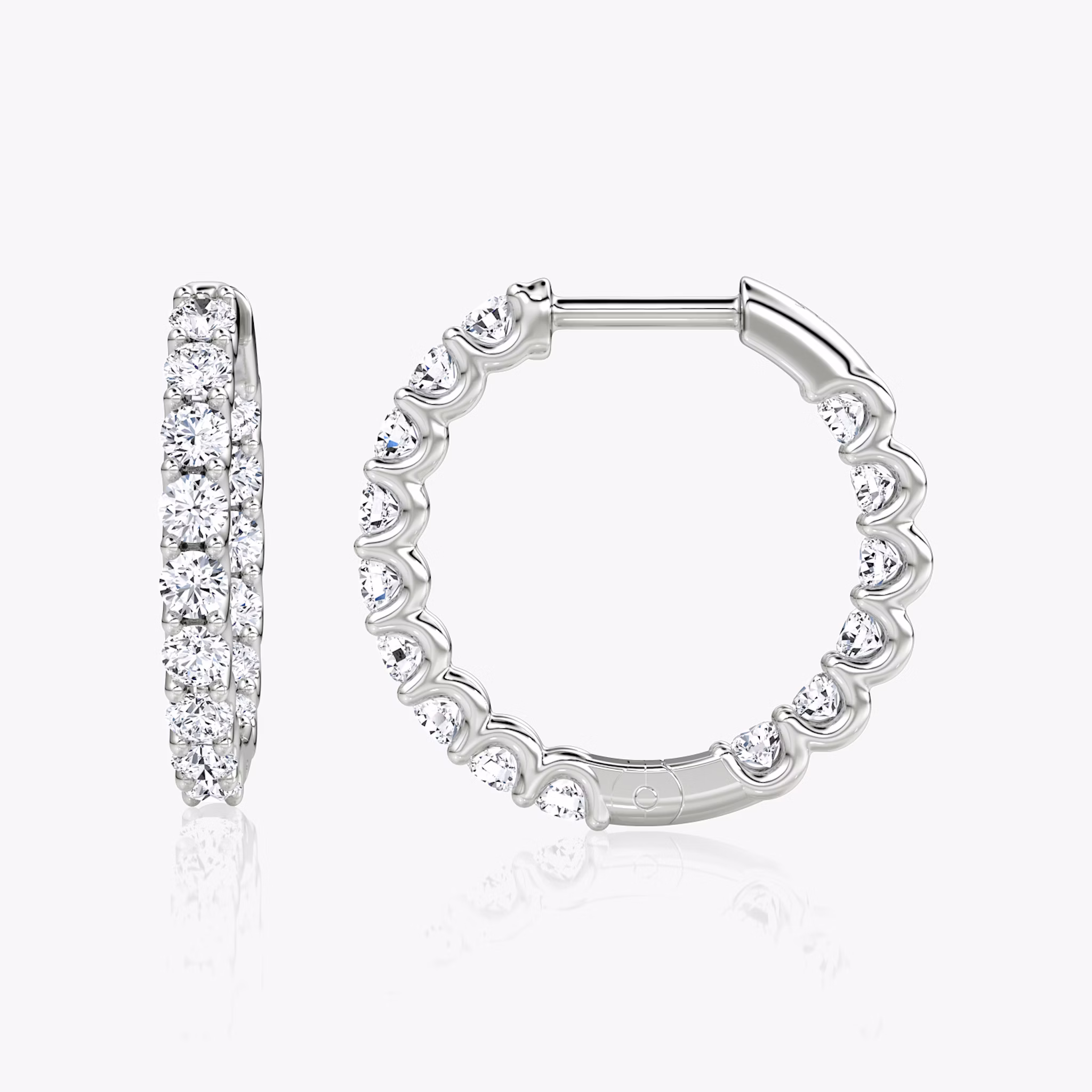 Eternity Hoop | Round Brilliant | 14k | White Gold | caratWeight: 0.75ct | eternityStyle: full | earringSize: 18mm