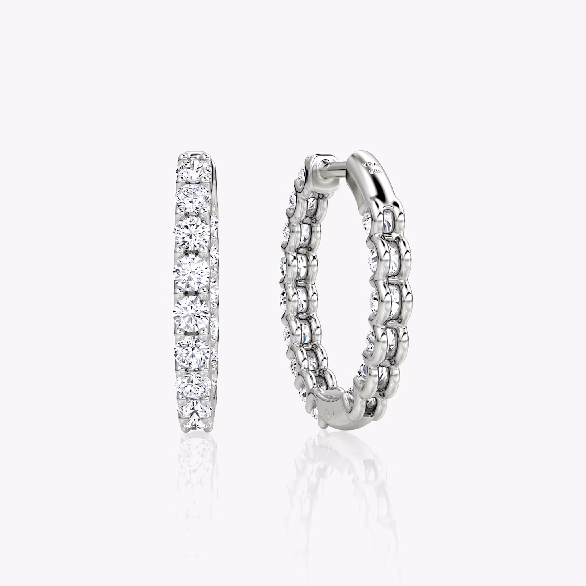 Eternity Hoop | Round Brilliant | 14k | White Gold | caratWeight: 0.75ct | eternityStyle: full | earringSize: 18mm