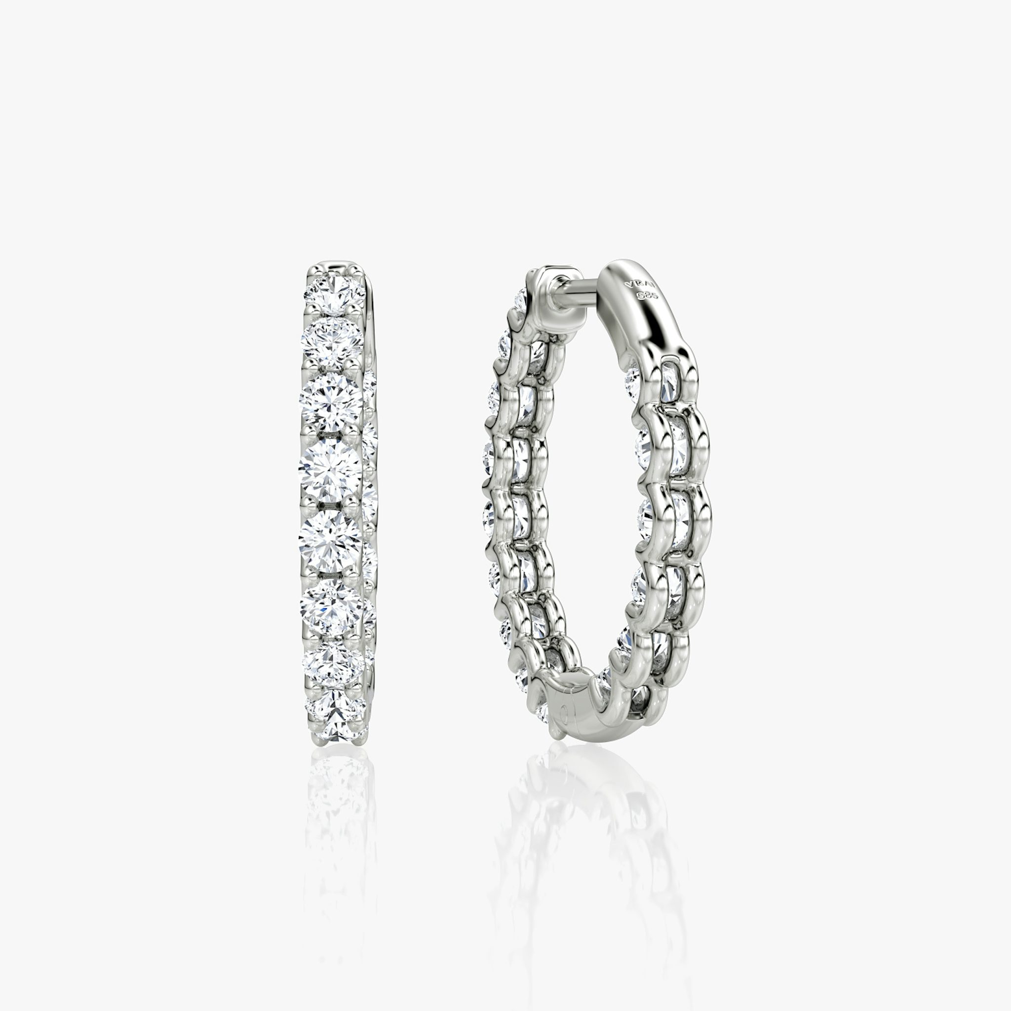 Eternity Hoop | Round Brilliant | 14k | White Gold | caratWeight: 0.75ct | eternityStyle: full | earringSize: 18mm