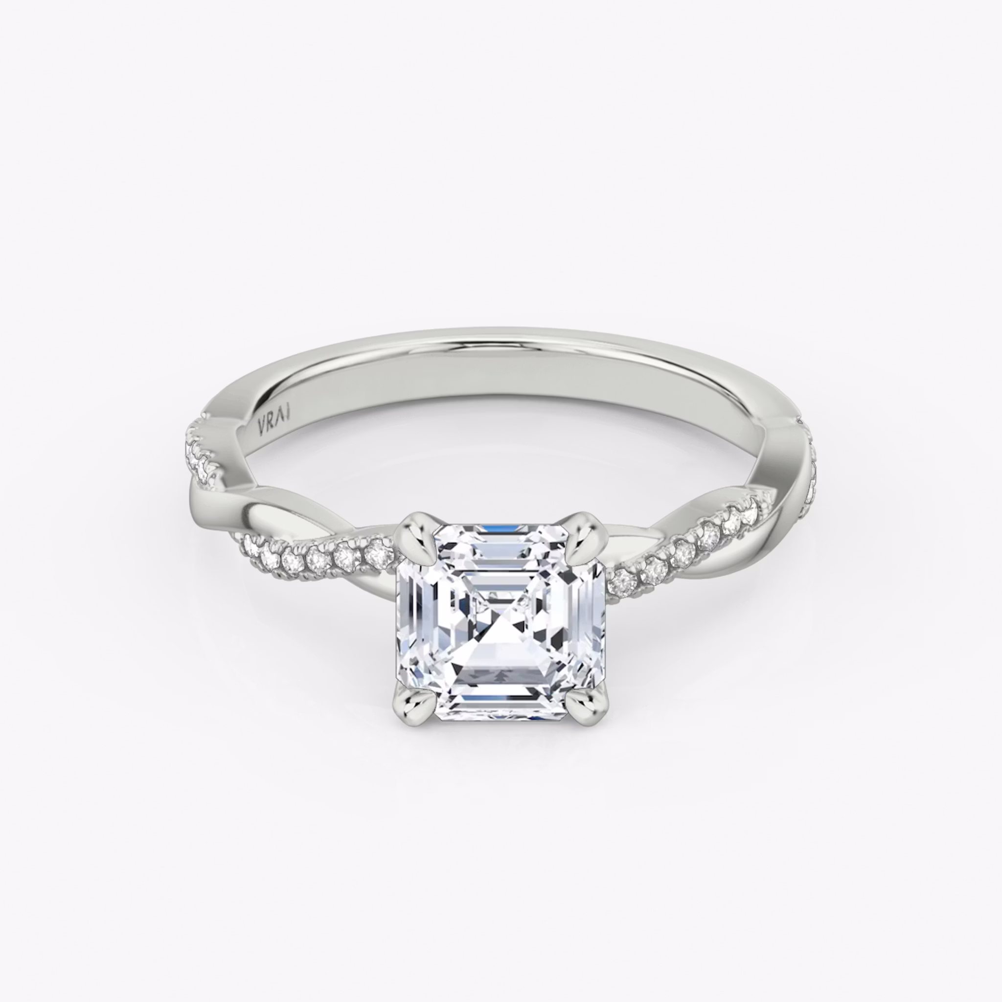 The Twisted Classic | Asscher | Platinum | bandAccent: Pavé | diamondOrientation: vertical | caratWeight: other
