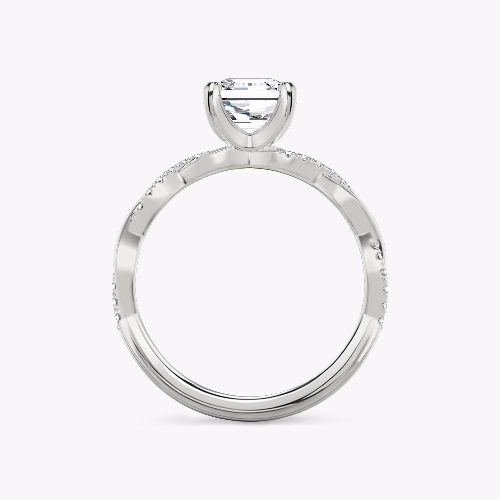 The Twisted Classic | Asscher | Platinum | bandAccent: Pavé | diamondOrientation: vertical | caratWeight: other