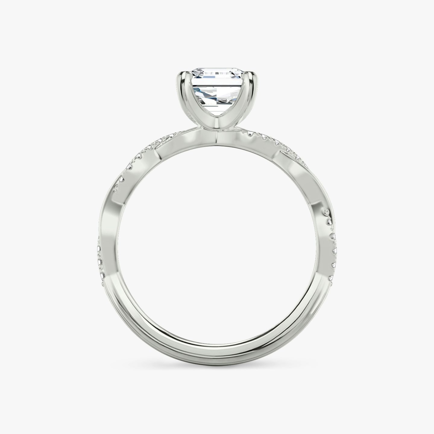 The Twisted Classic | Asscher | 18k | White Gold | bandAccent: Pavé | diamondOrientation: vertical | caratWeight: other