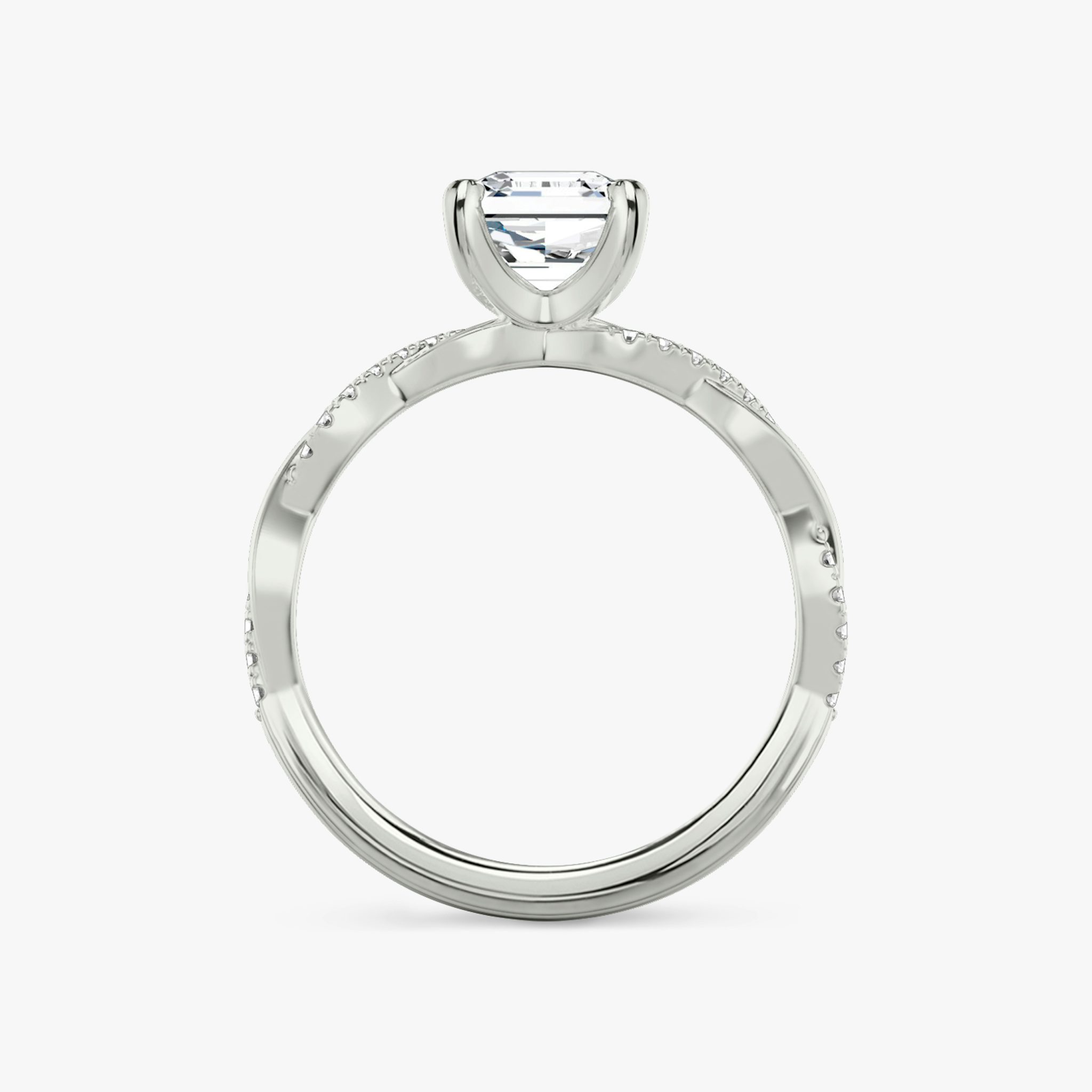 The Twisted Classic | Asscher | Platinum | bandAccent: Pavé | diamondOrientation: vertical | caratWeight: other