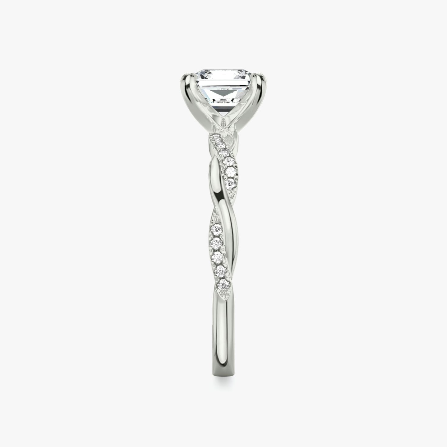 The Twisted Classic | Asscher | 18k | White Gold | bandAccent: Pavé | diamondOrientation: vertical | caratWeight: other