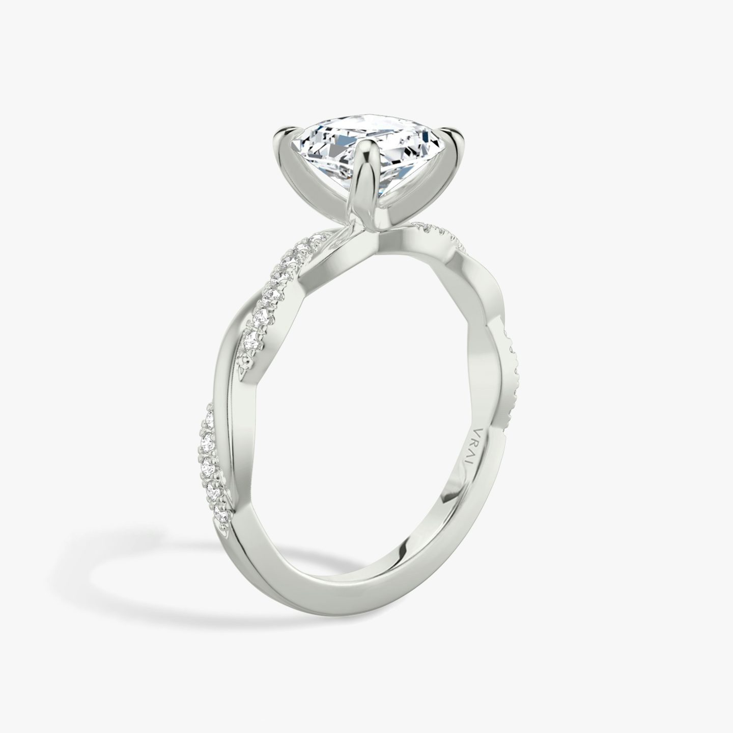 The Twisted Classic | Asscher | 18k | White Gold | bandAccent: Pavé | diamondOrientation: vertical | caratWeight: other