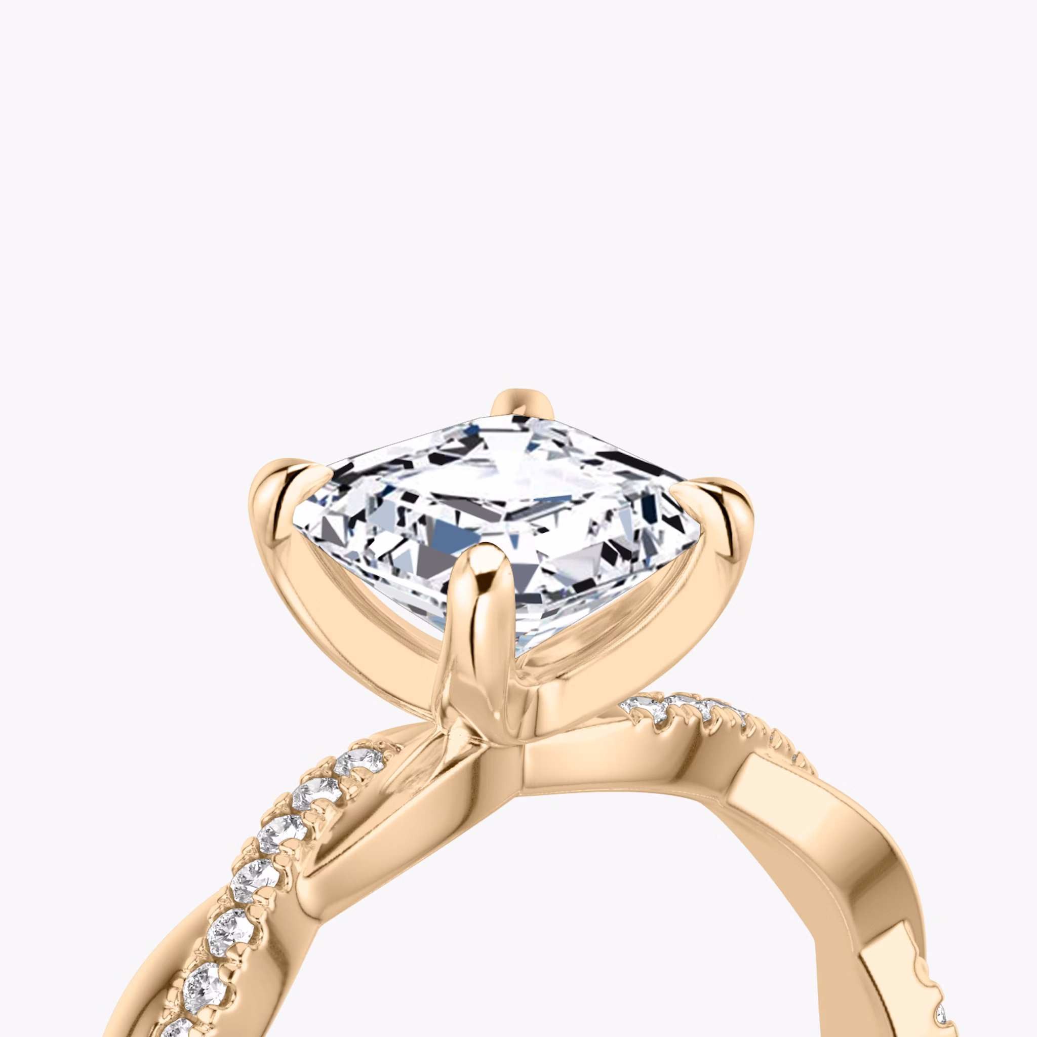 The Twisted Classic | Asscher | 14k | Rose Gold | bandAccent: Pavé | diamondOrientation: vertical | caratWeight: other