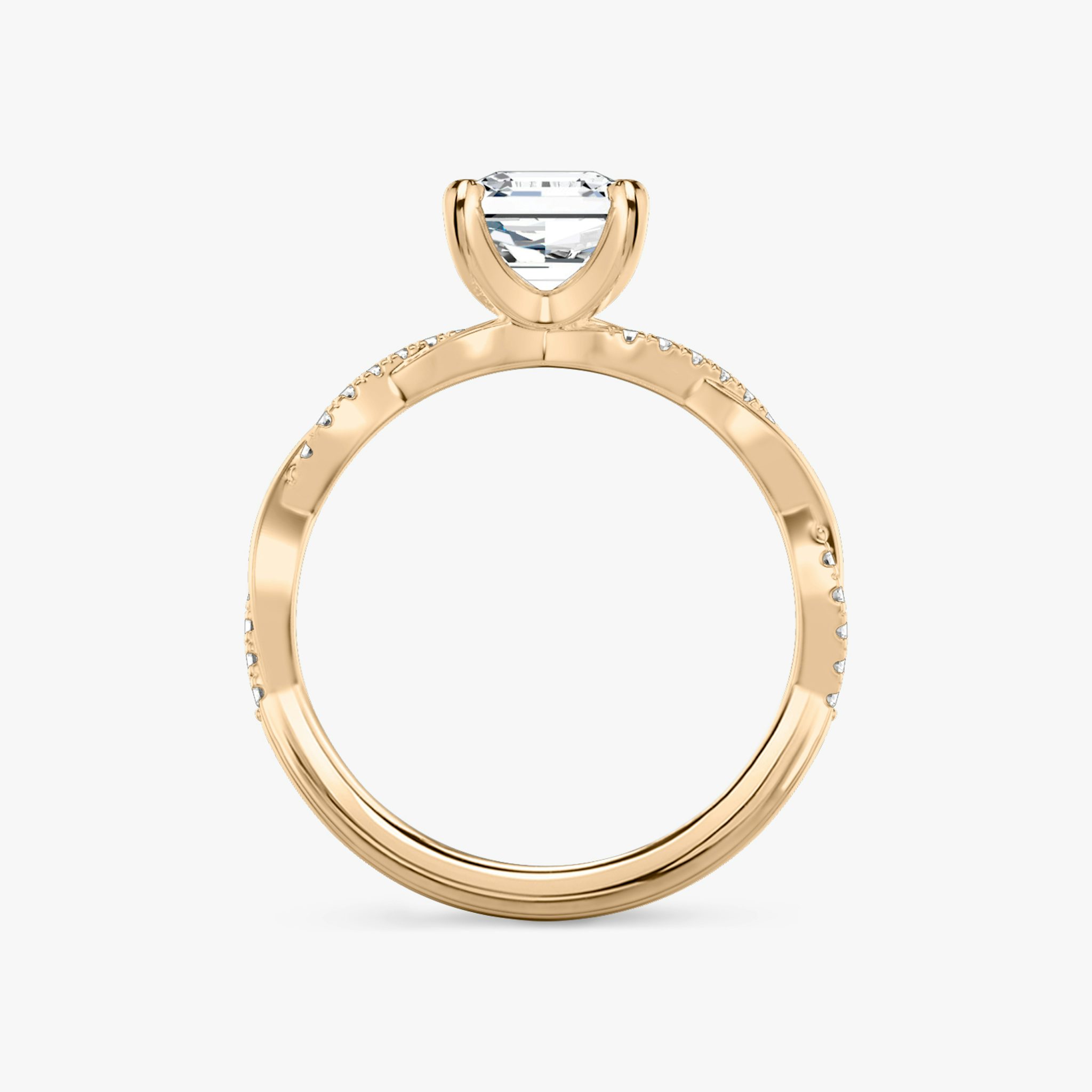 The Twisted Classic | Asscher | 14k | Rose Gold | bandAccent: Pavé | diamondOrientation: vertical | caratWeight: other