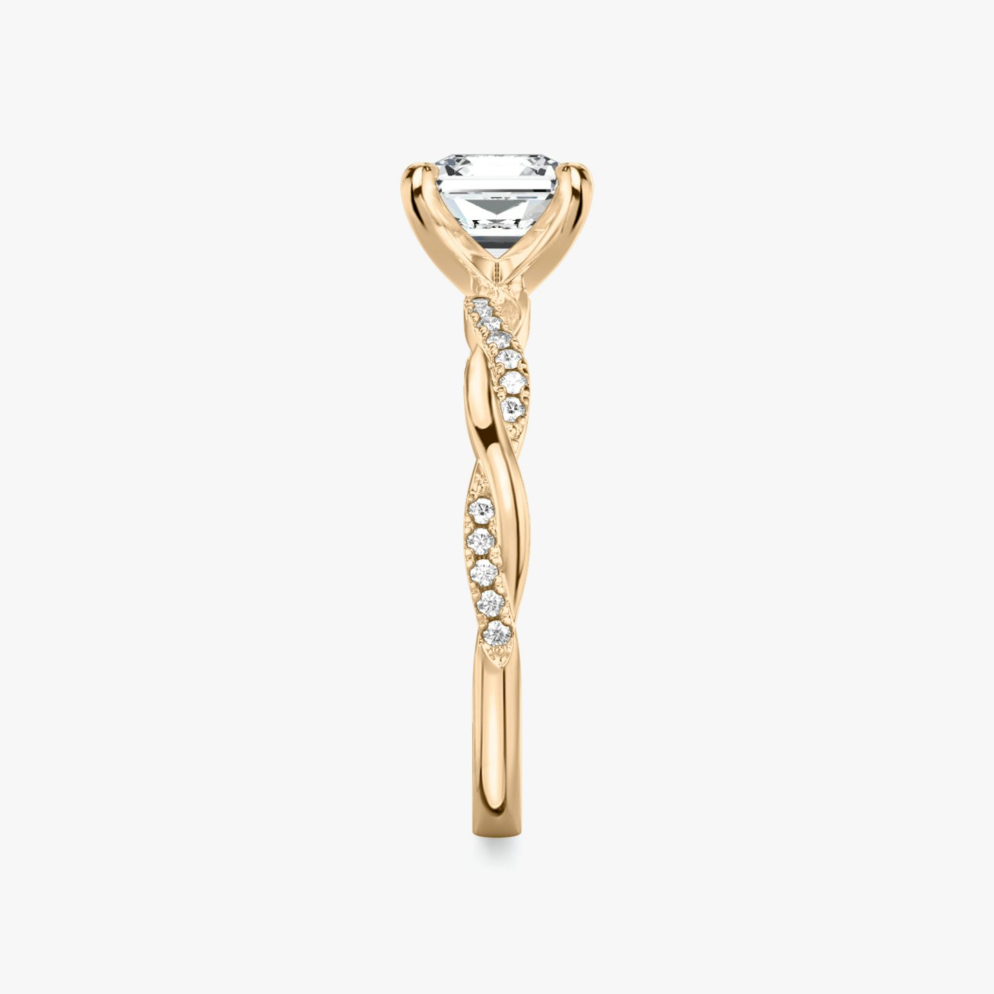 The Twisted Classic | Asscher | 14k | Rose Gold | bandAccent: Pavé | diamondOrientation: vertical | caratWeight: other