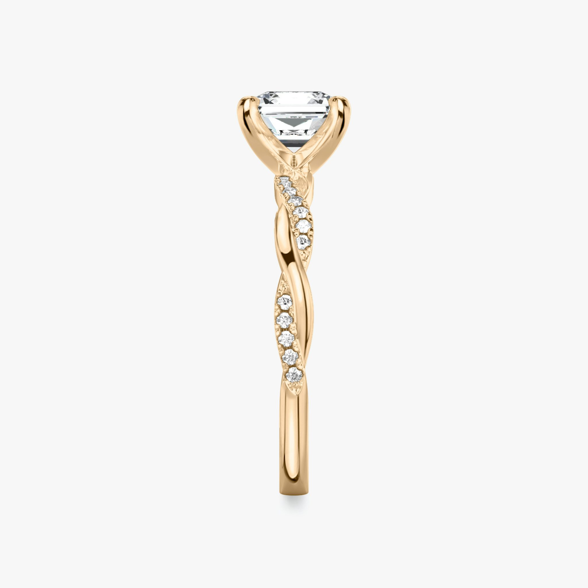 The Twisted Classic | Asscher | 14k | Rose Gold | bandAccent: Pavé | diamondOrientation: vertical | caratWeight: other