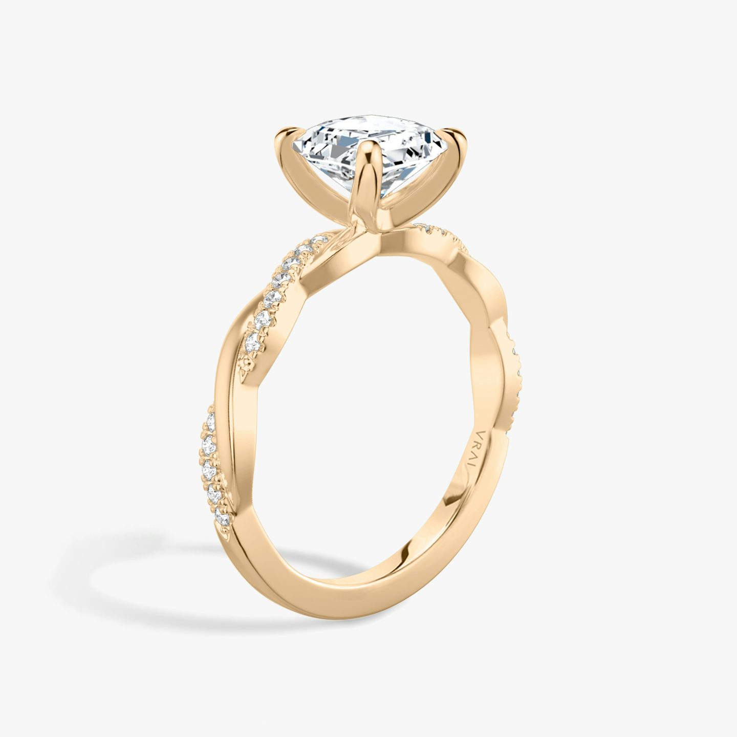 The Twisted Classic | Asscher | 14k | Rose Gold | bandAccent: Pavé | diamondOrientation: vertical | caratWeight: other