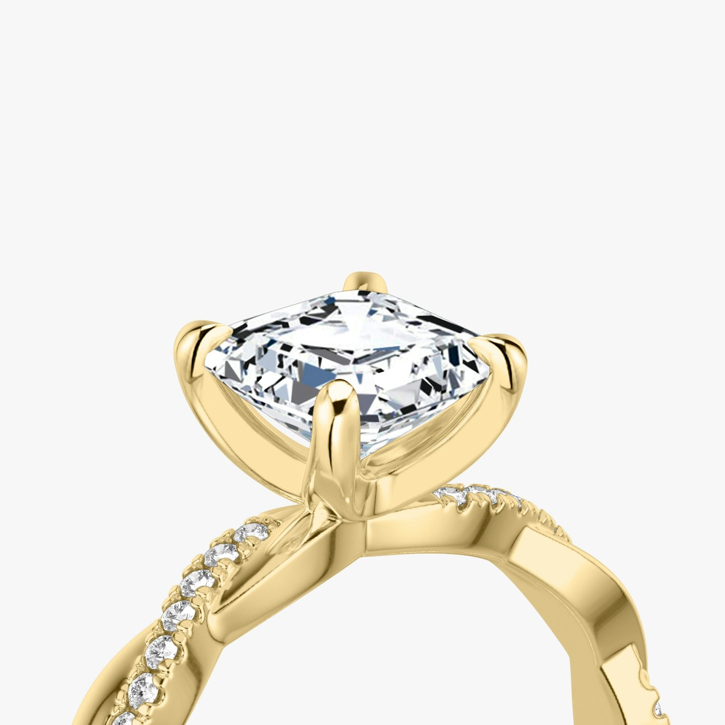 The Twisted Classic | Asscher | 18k | Yellow Gold | bandAccent: Pavé | diamondOrientation: vertical | caratWeight: other