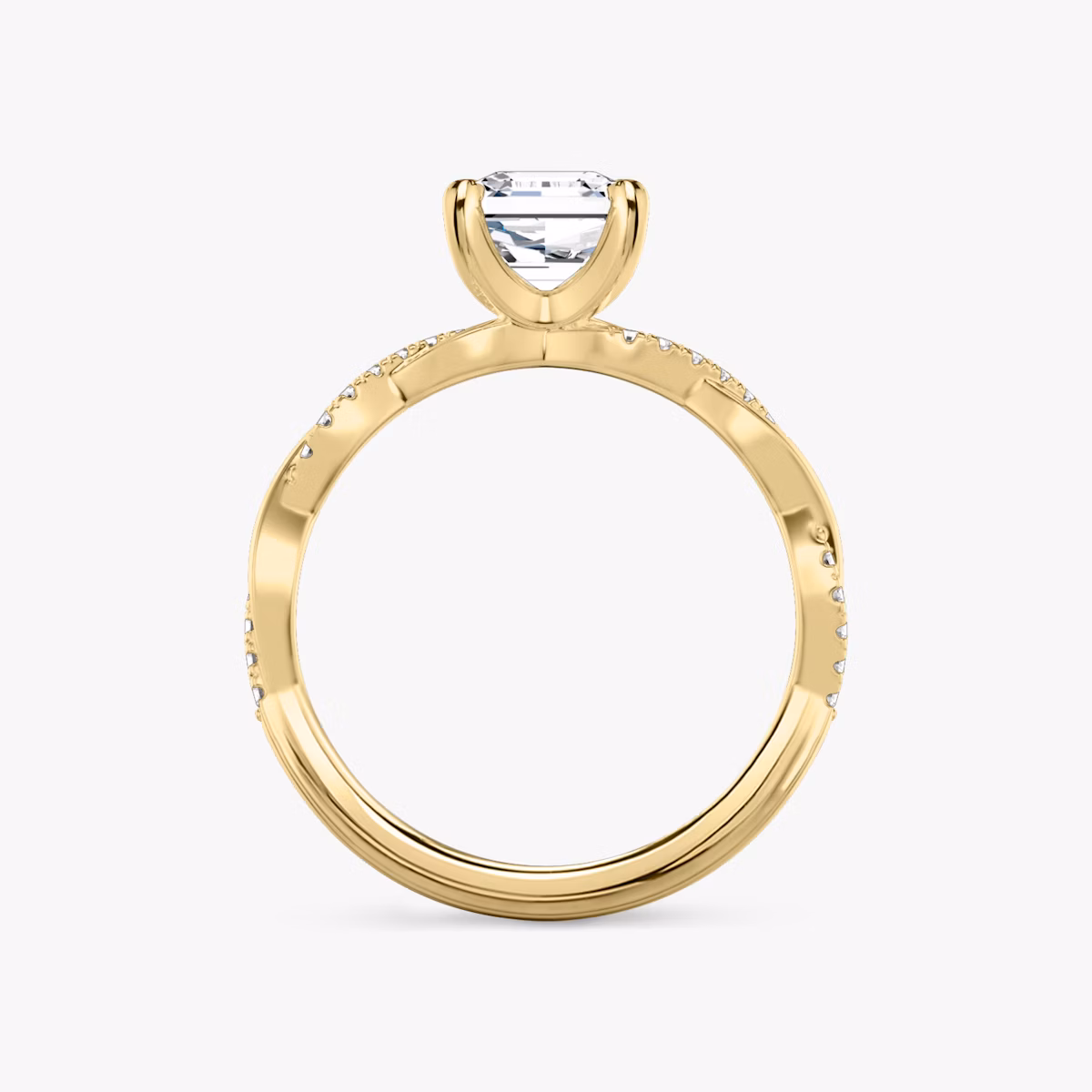 Twisted Classic | Asscher | 18k | Gelbgold | bandAccent: Mit Pavé-Besatz | diamondOrientation: vertical | caratWeight: other