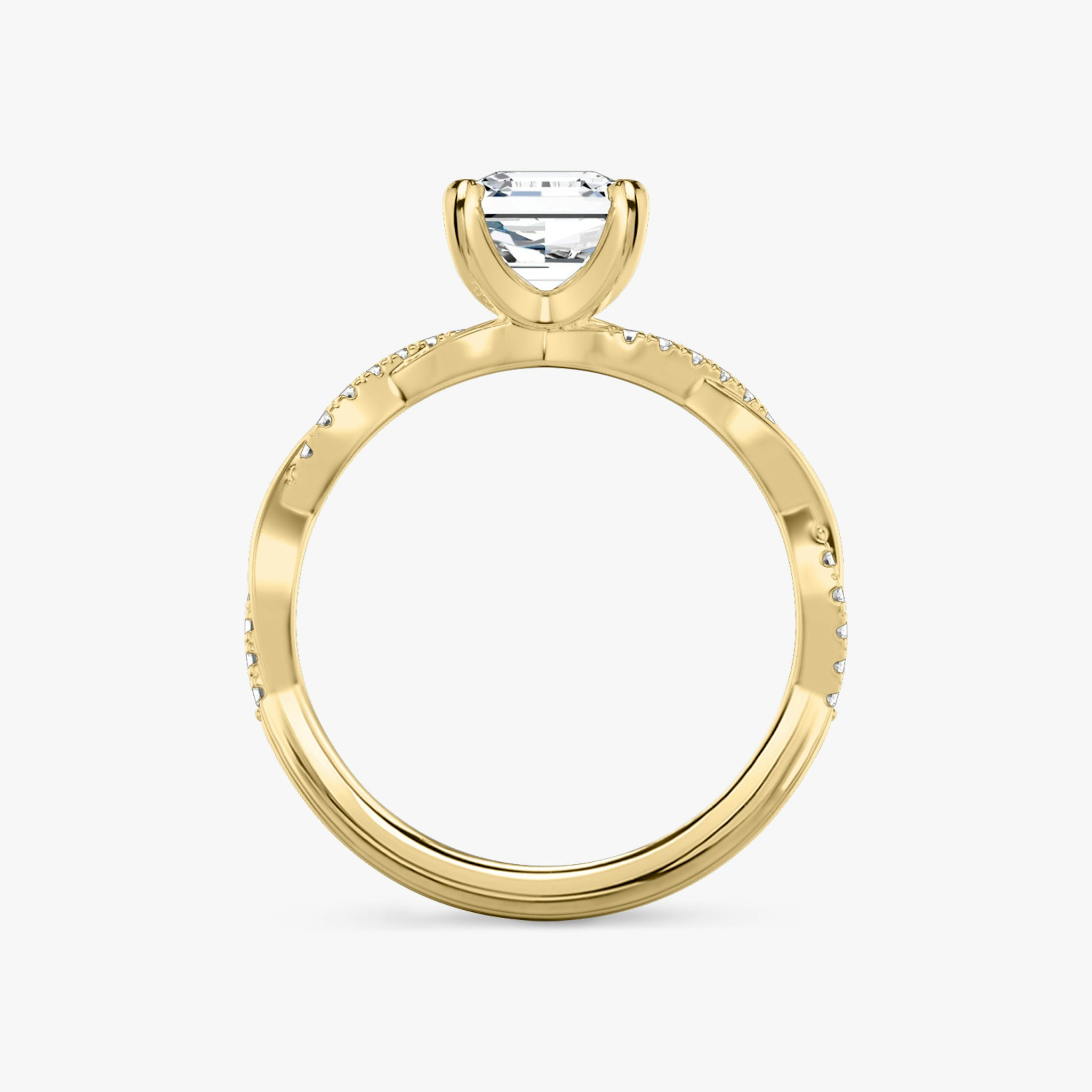 The Twisted Classic | Asscher | 18k | Yellow Gold | bandAccent: Pavé | diamondOrientation: vertical | caratWeight: other