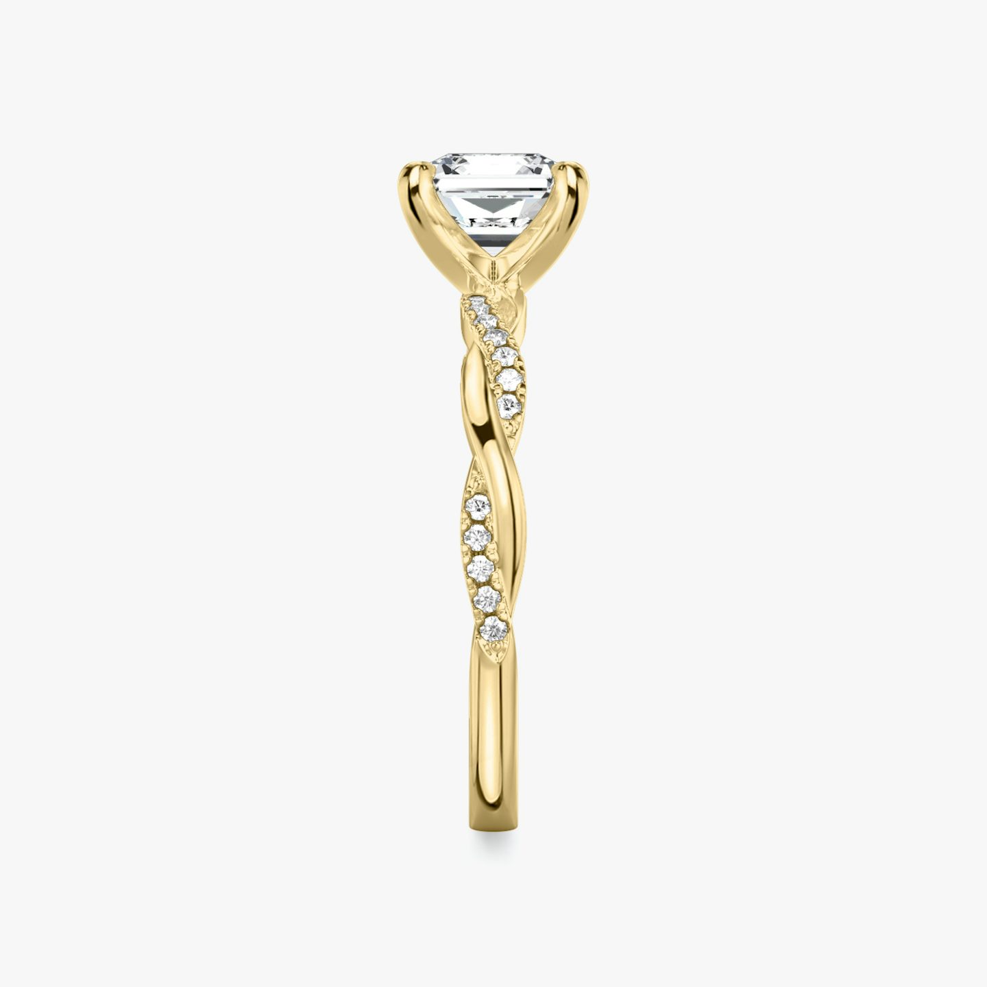 The Twisted Classic | Asscher | 18k | Yellow Gold | bandAccent: Pavé | diamondOrientation: vertical | caratWeight: other