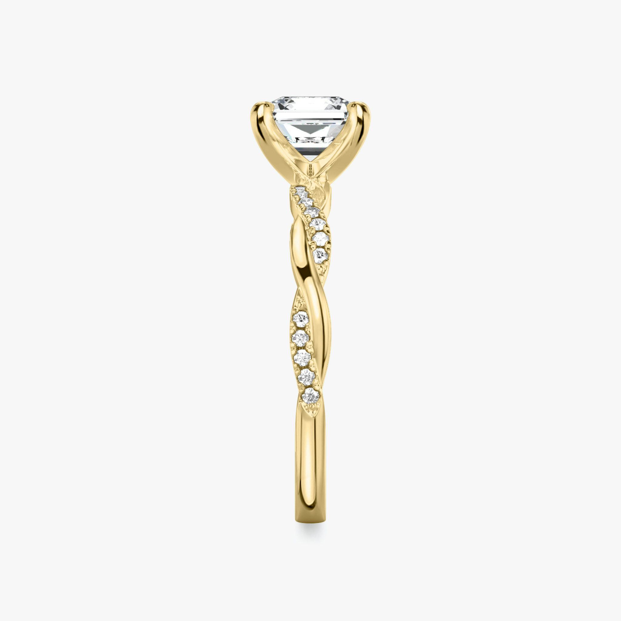 The Twisted Classic | Asscher | 18k | Yellow Gold | bandAccent: Pavé | diamondOrientation: vertical | caratWeight: other