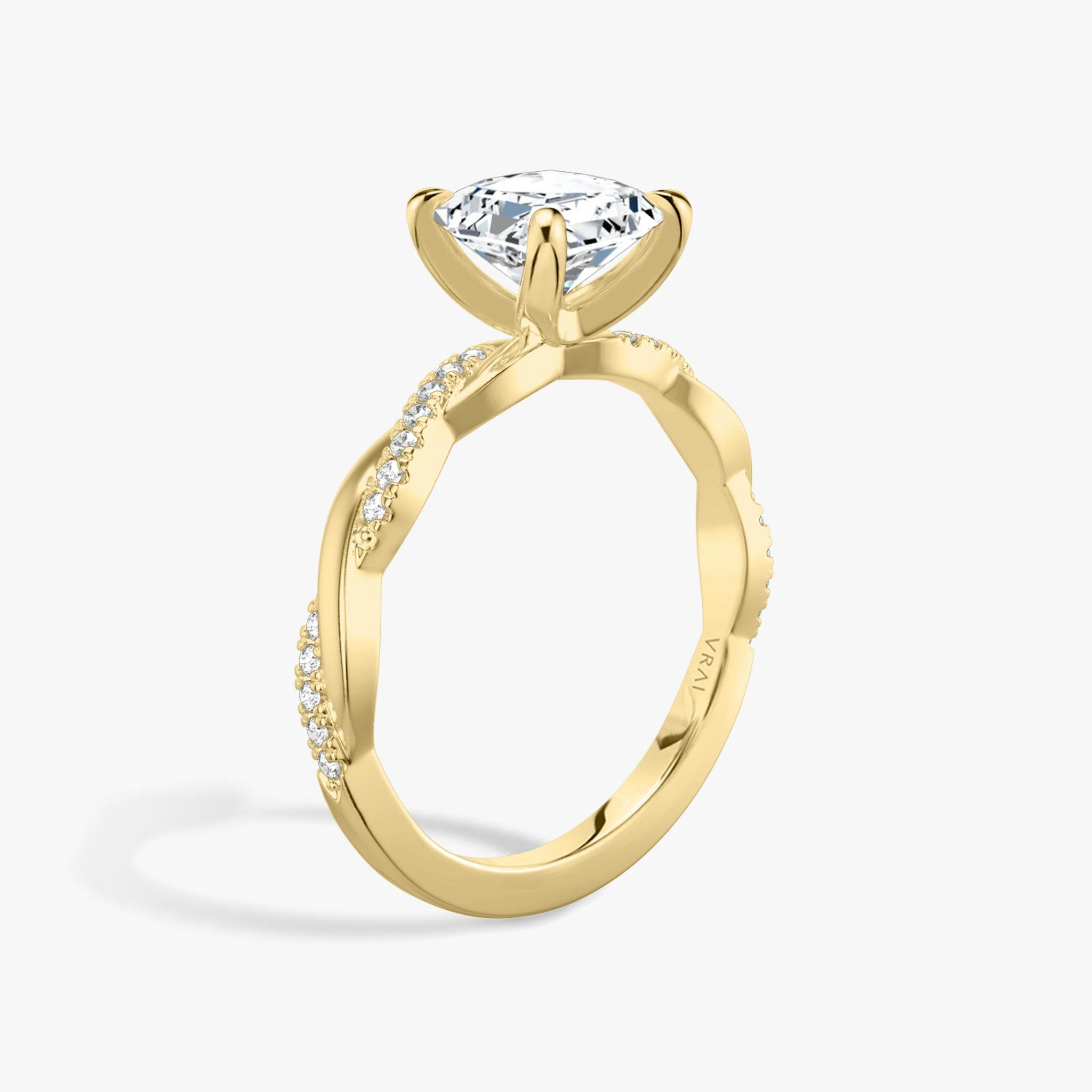 The Twisted Classic | Asscher | 18k | Yellow Gold | bandAccent: Pavé | diamondOrientation: vertical | caratWeight: other