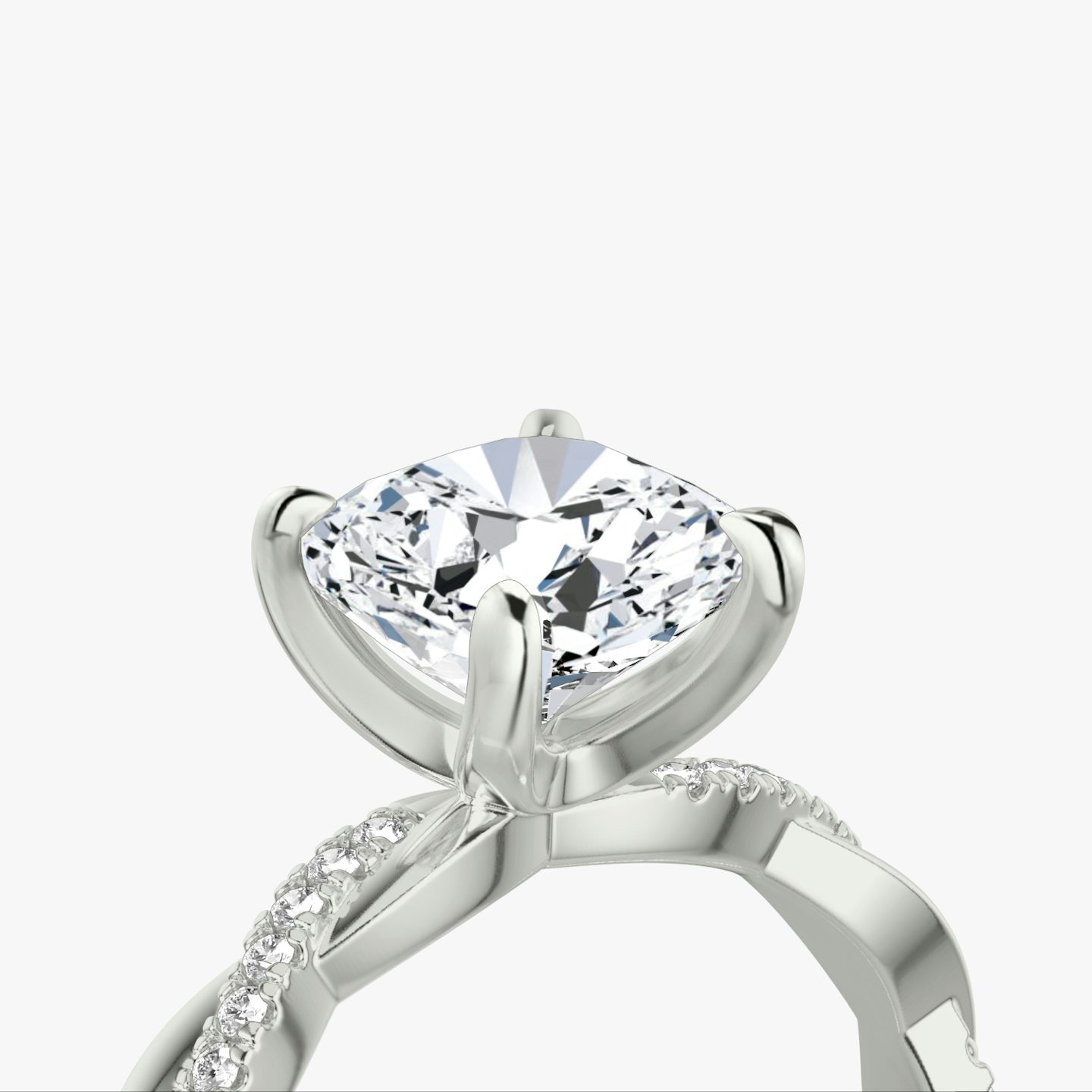 The Twisted Classic | Cushion | Platinum | bandAccent: Pavé | diamondOrientation: vertical | caratWeight: other