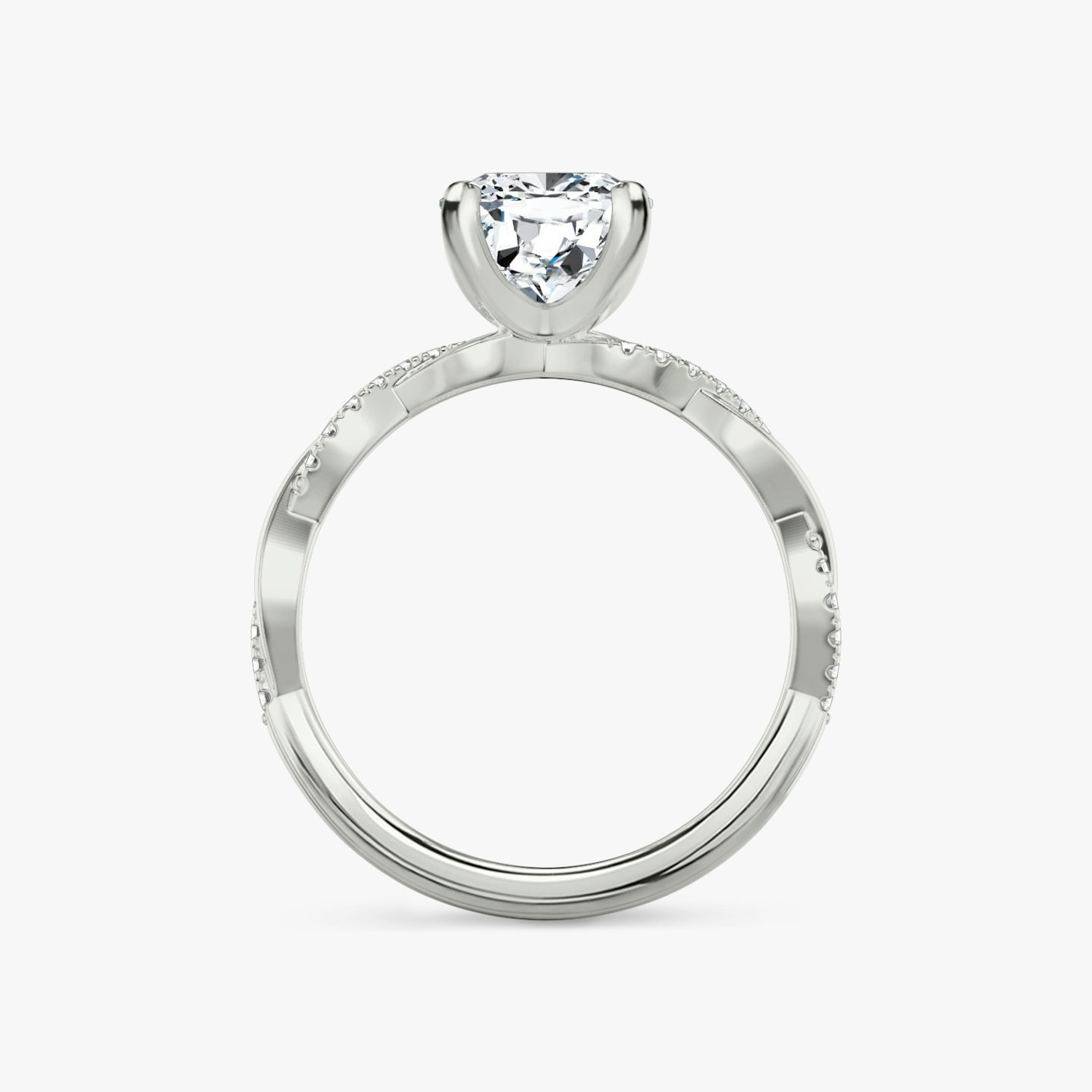 The Twisted Classic | Cushion | Platinum | bandAccent: Pavé | diamondOrientation: vertical | caratWeight: other