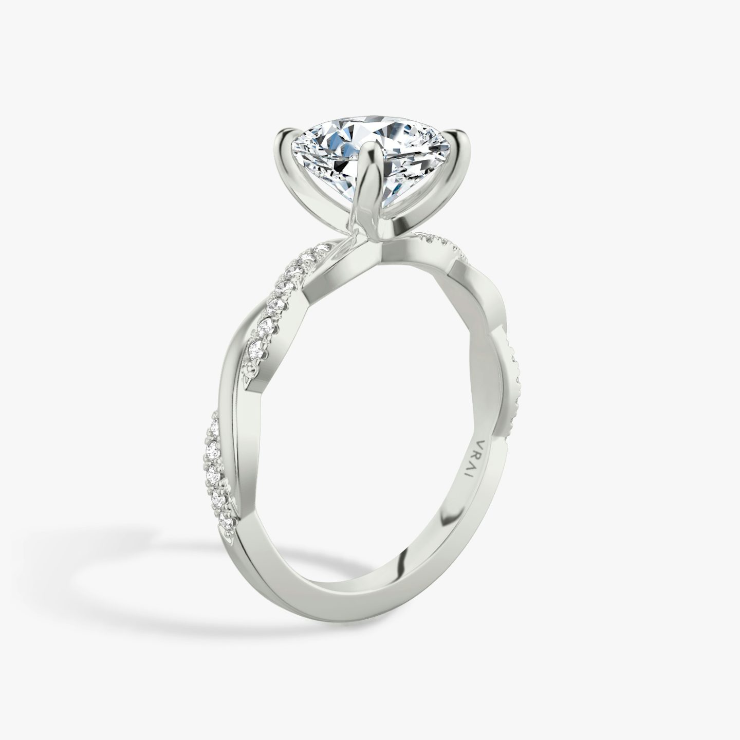 The Twisted Classic | Cushion | Platinum | bandAccent: Pavé | diamondOrientation: vertical | caratWeight: other