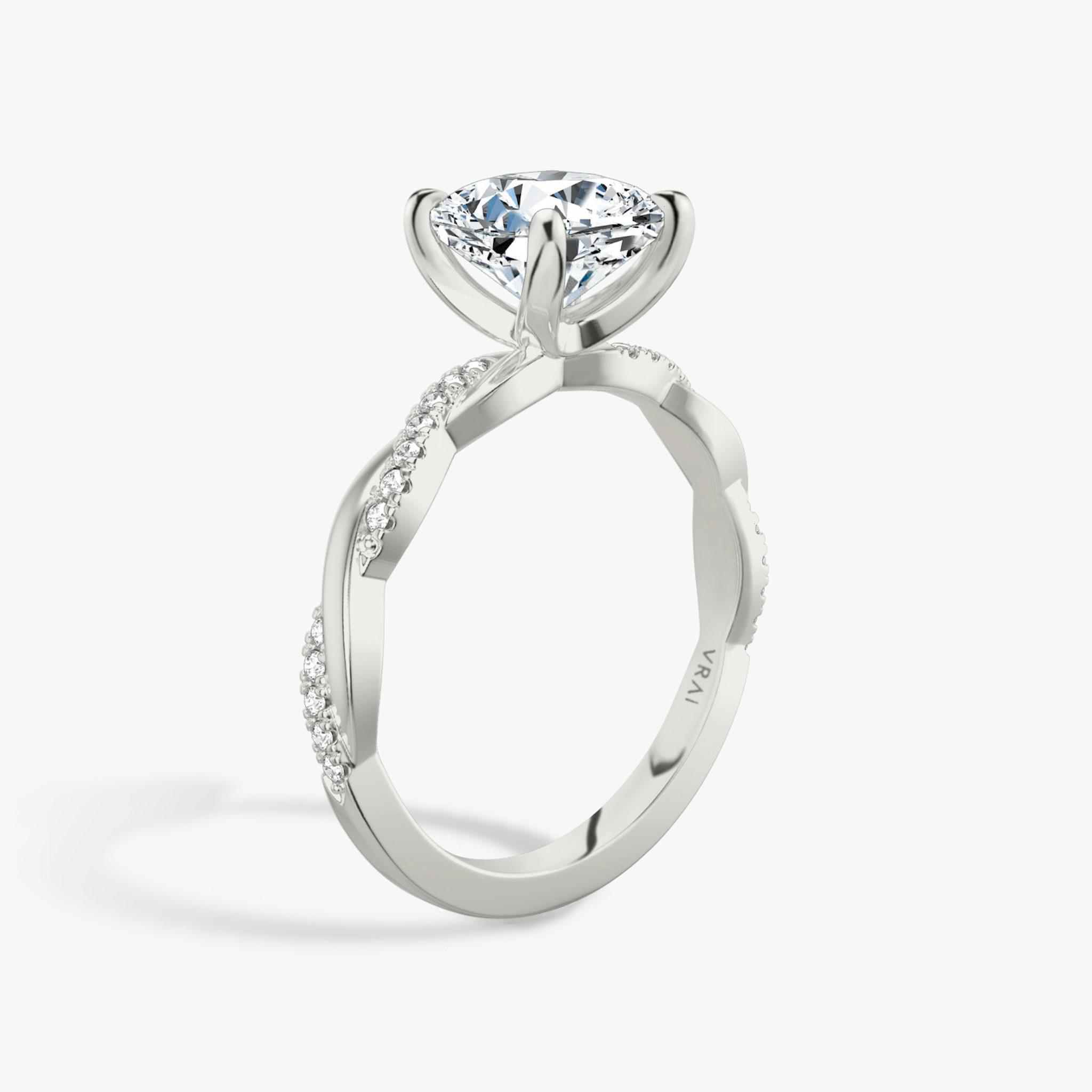 The Twisted Classic | Cushion | 18k | White Gold | bandAccent: Pavé | diamondOrientation: vertical | caratWeight: other