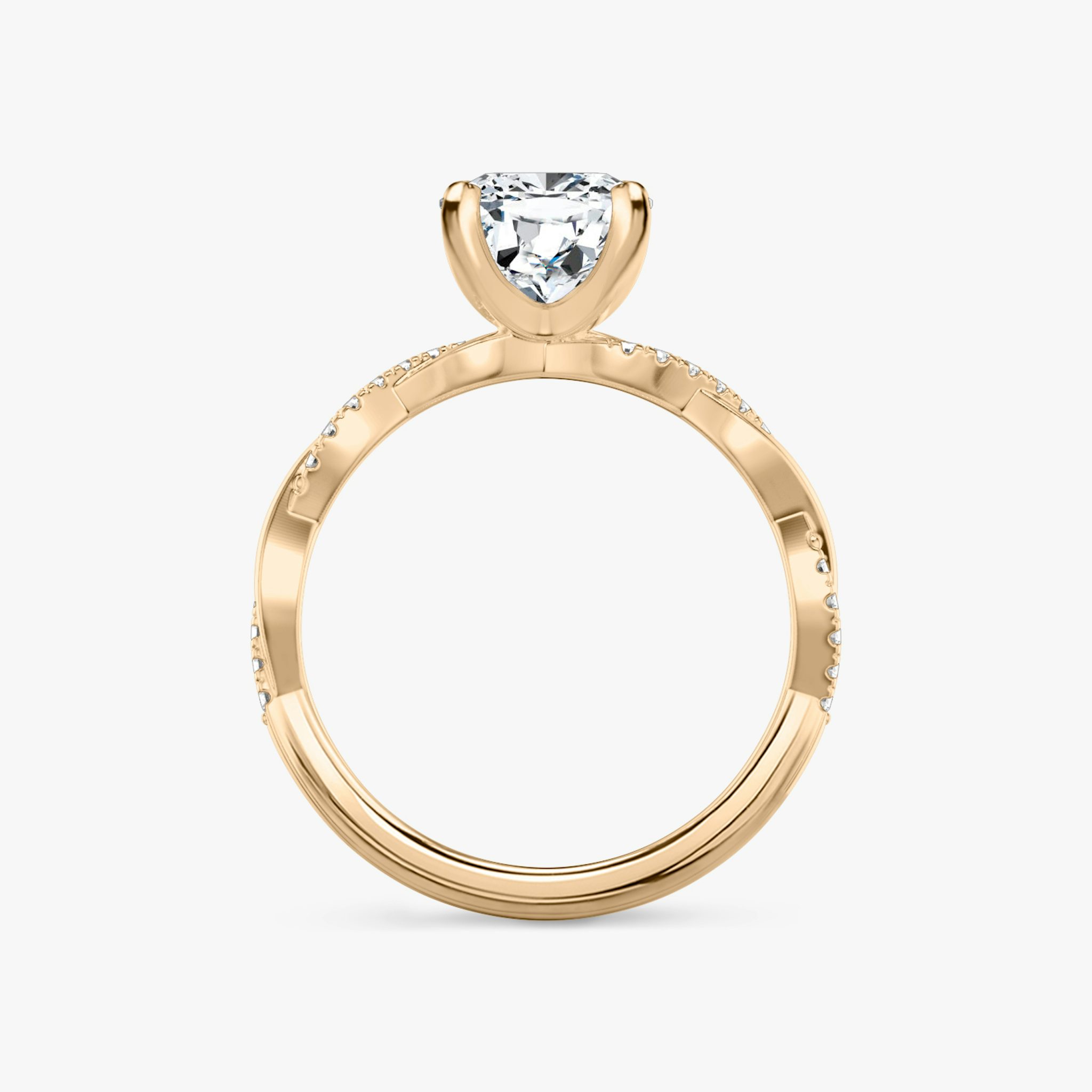 The Twisted Classic | Cushion | 14k | Rose Gold | bandAccent: Pavé | diamondOrientation: vertical | caratWeight: other