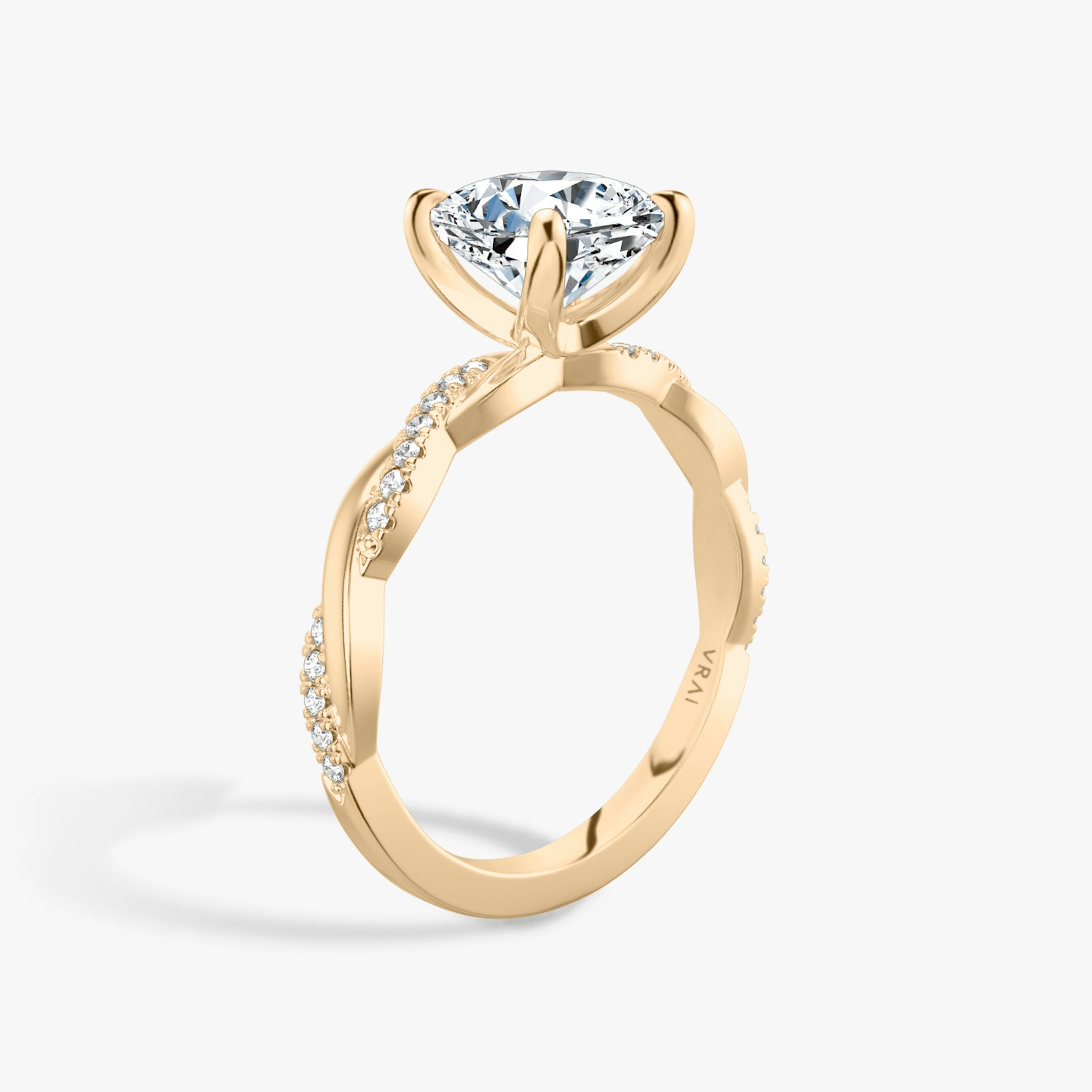 The Twisted Classic | Cushion | 14k | Rose Gold | bandAccent: Pavé | diamondOrientation: vertical | caratWeight: other