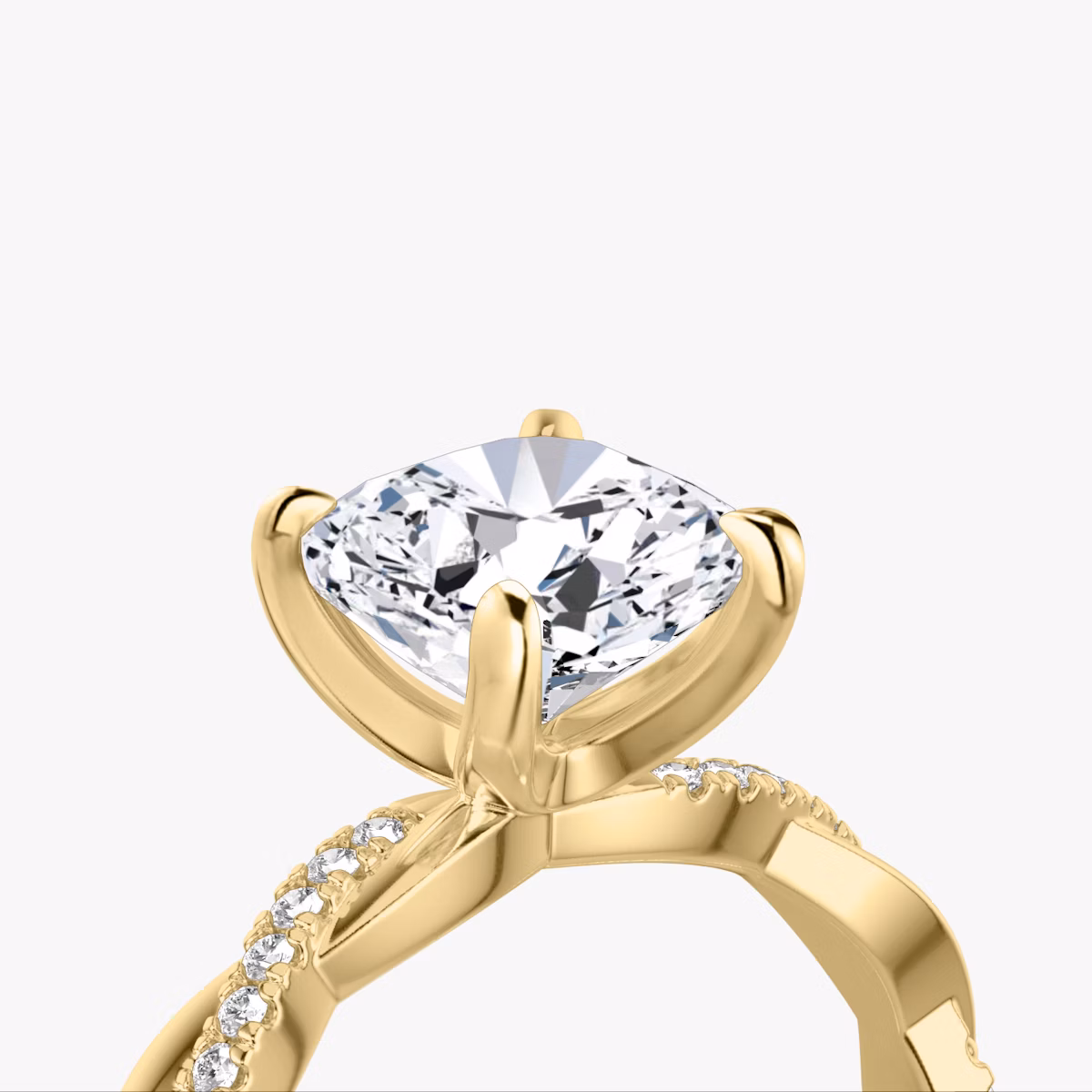 The Twisted Classic | Cushion | 18k | Yellow Gold | bandAccent: Pavé | diamondOrientation: vertical | caratWeight: other