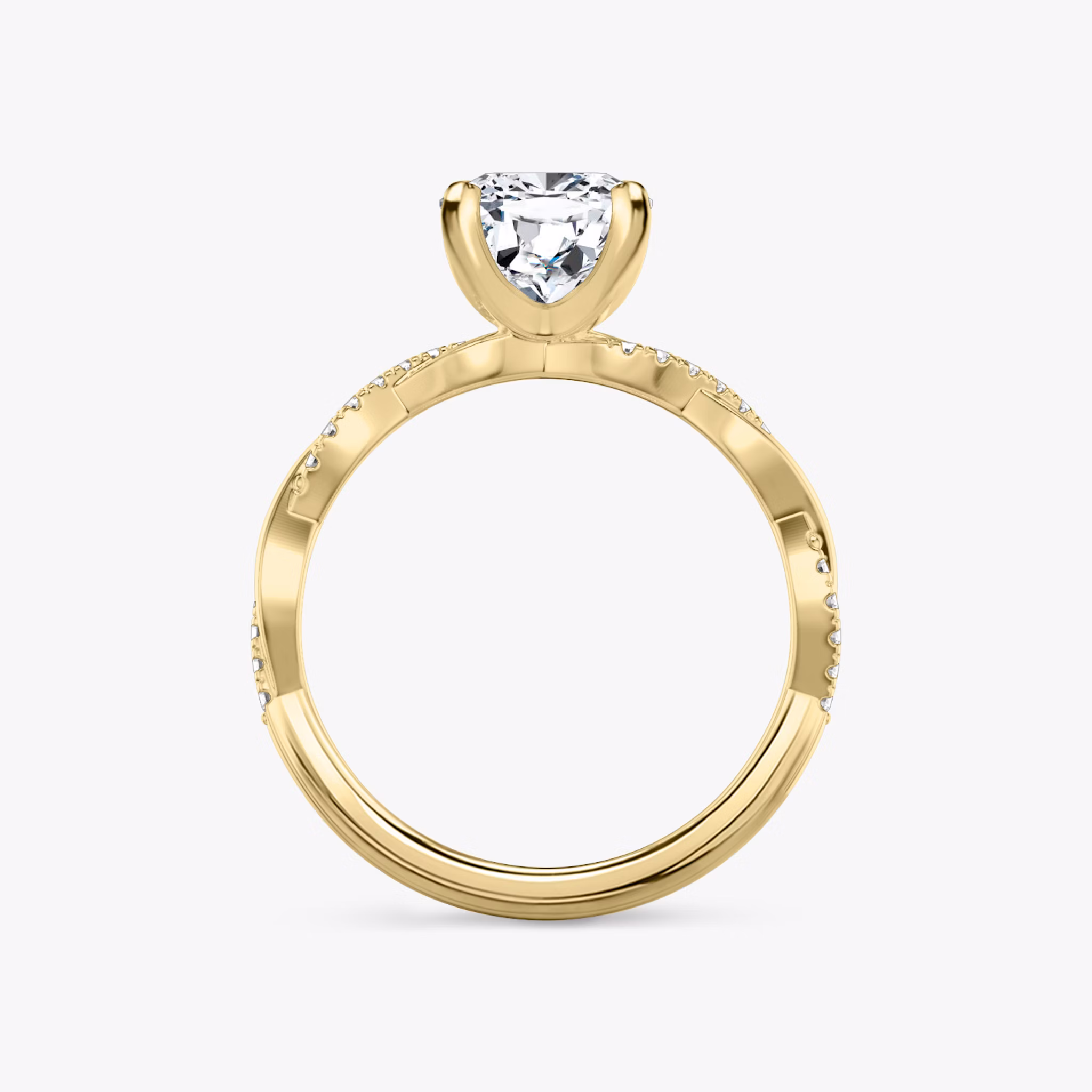 The Twisted Classic | Cushion | 18k | Yellow Gold | bandAccent: Pavé | diamondOrientation: vertical | caratWeight: other
