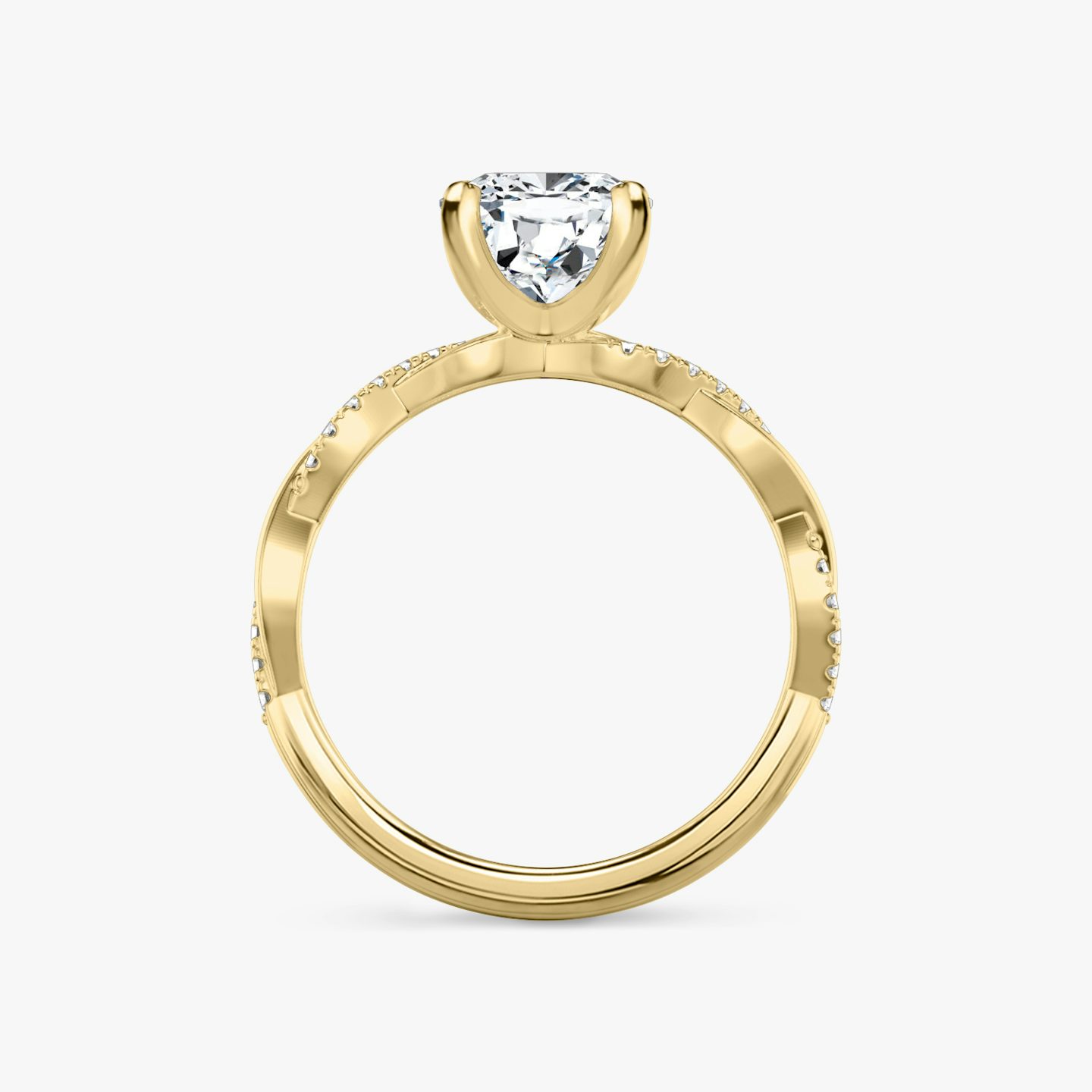 The Twisted Classic | Cushion | 18k | Yellow Gold | bandAccent: Pavé | diamondOrientation: vertical | caratWeight: other