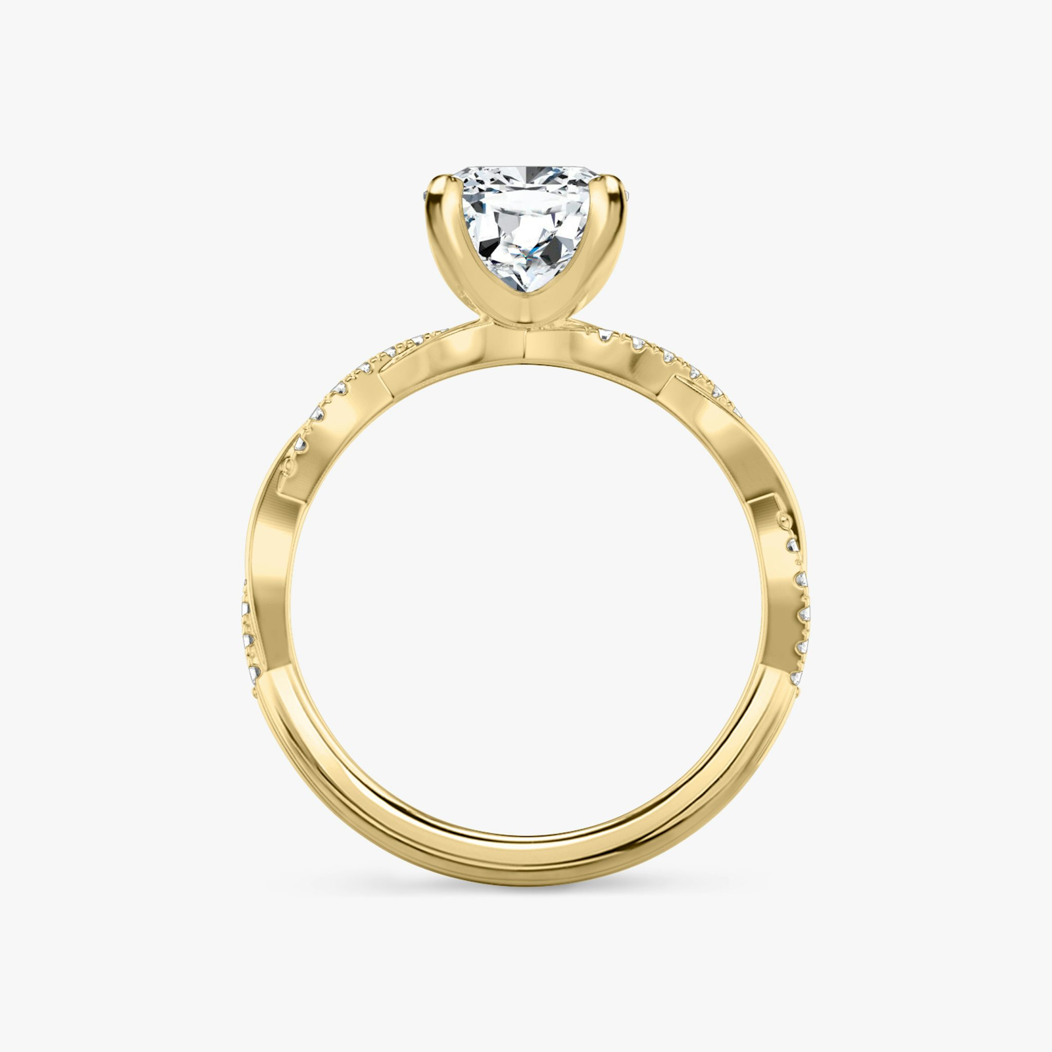 The Twisted Classic | Cushion | 18k | Yellow Gold | bandAccent: Pavé | diamondOrientation: vertical | caratWeight: other