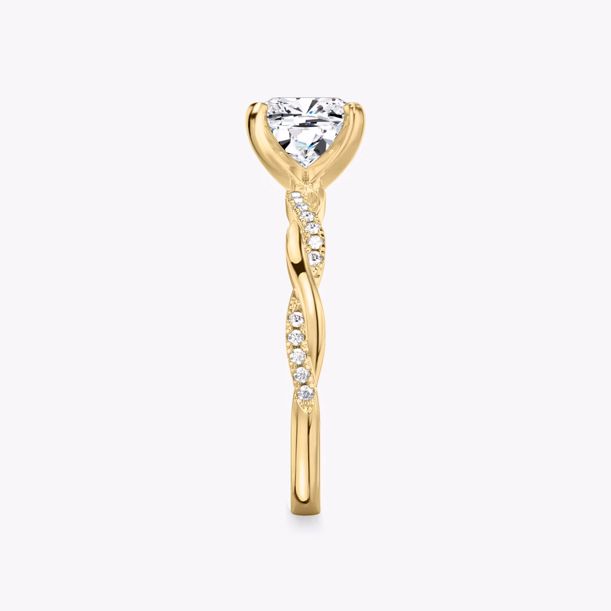 The Twisted Classic | Cushion | 18k | Yellow Gold | bandAccent: Pavé | diamondOrientation: vertical | caratWeight: other