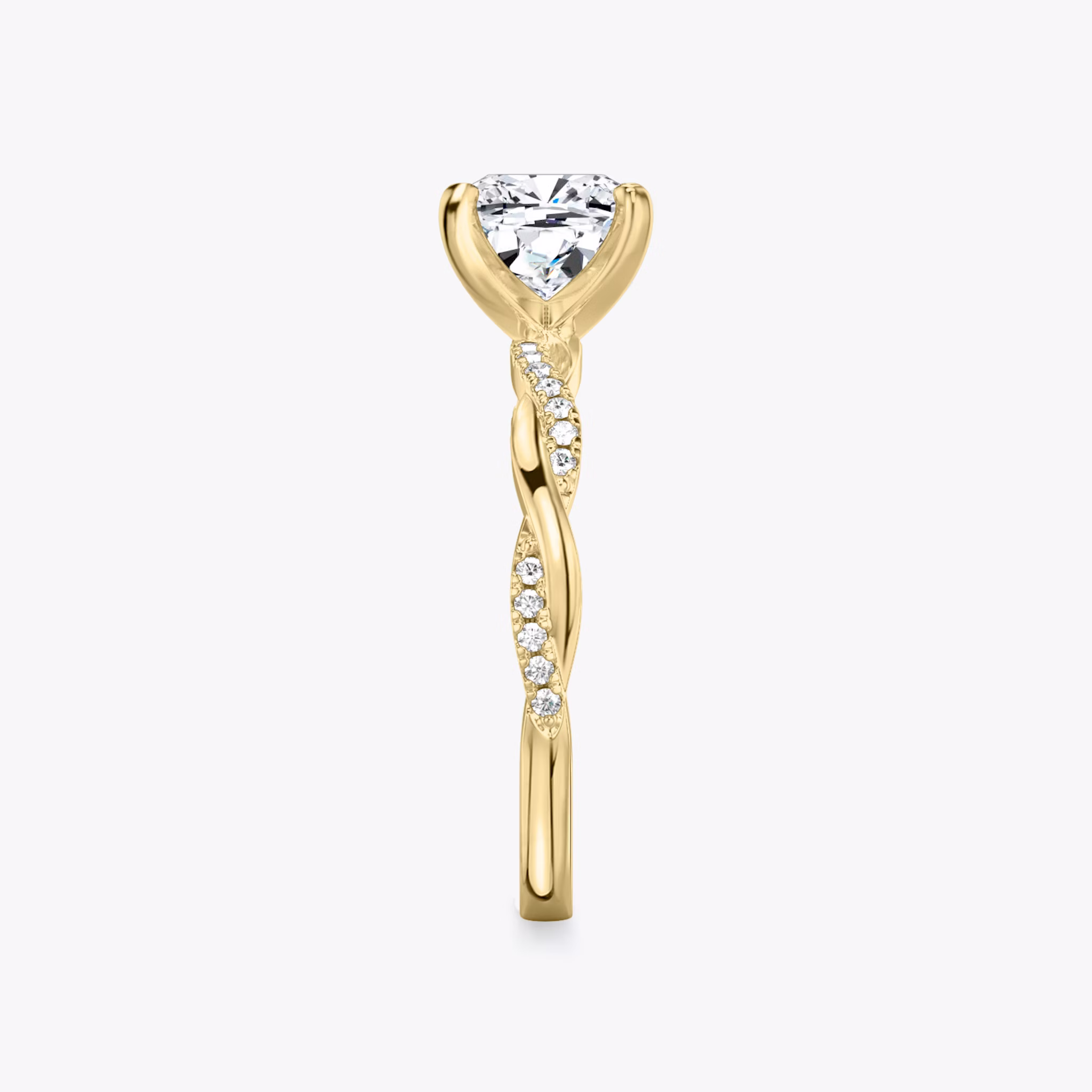 The Twisted Classic | Cushion | 18k | Yellow Gold | bandAccent: Pavé | diamondOrientation: vertical | caratWeight: other