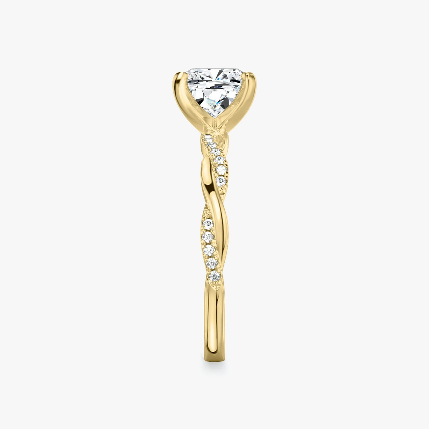 The Twisted Classic | Cushion | 18k | Yellow Gold | bandAccent: Pavé | diamondOrientation: vertical | caratWeight: other