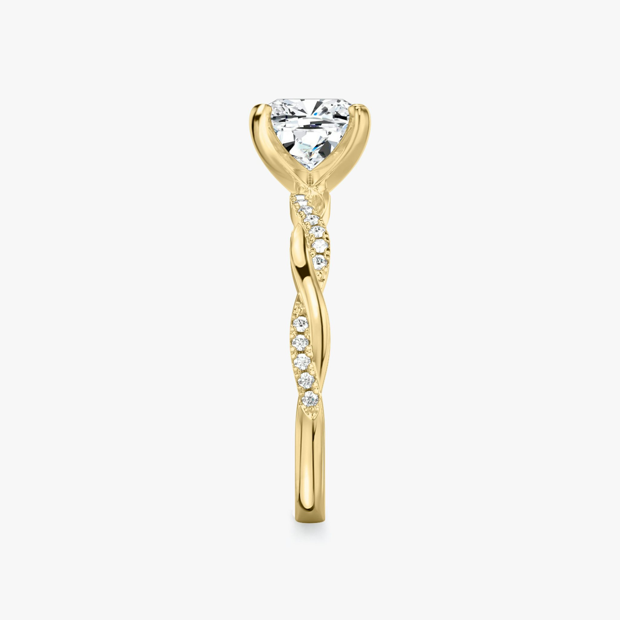 The Twisted Classic | Cushion | 18k | Yellow Gold | bandAccent: Pavé | diamondOrientation: vertical | caratWeight: other
