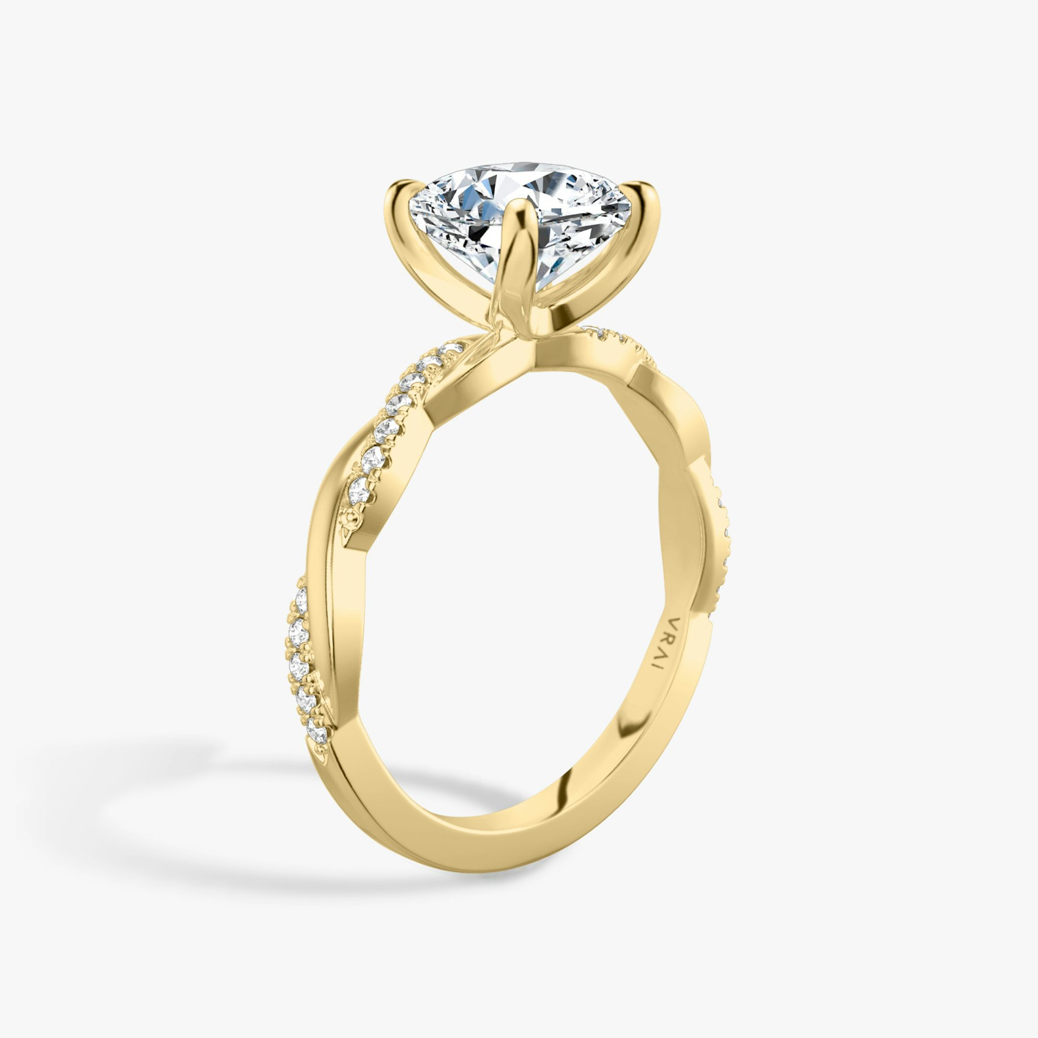 The Twisted Classic | Cushion | 18k | Yellow Gold | bandAccent: Pavé | diamondOrientation: vertical | caratWeight: other