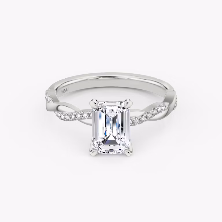 The Twisted Classic Emerald White Gold Engagement Ring.