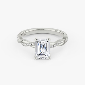 The Twisted Classic Emerald White Gold Engagement Ring.