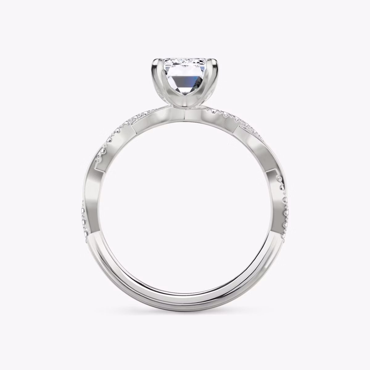 The Twisted Classic | Emerald | Platinum | bandAccent: Pavé | diamondOrientation: vertical | caratWeight: other