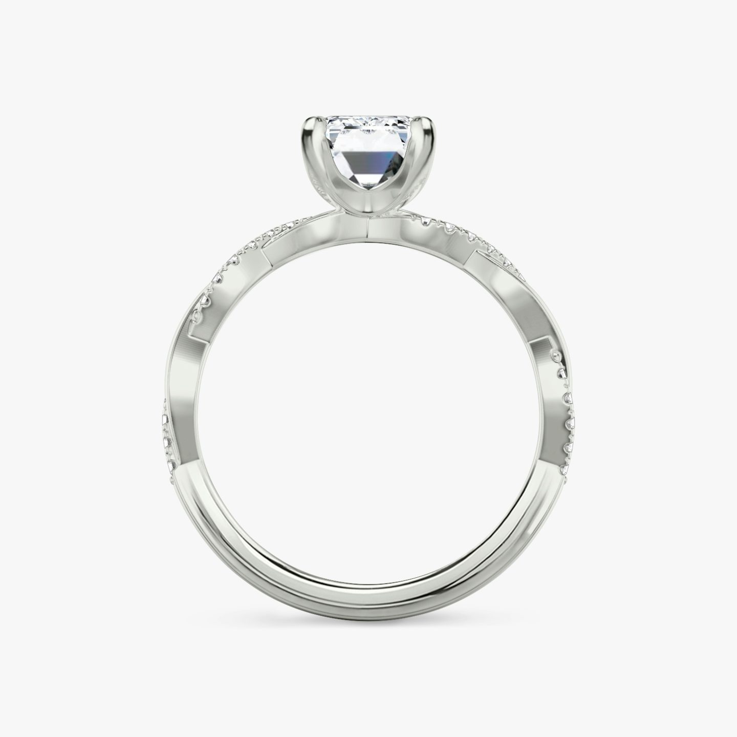 The Twisted Classic | Emerald | Platinum | bandAccent: Pavé | diamondOrientation: vertical | caratWeight: other