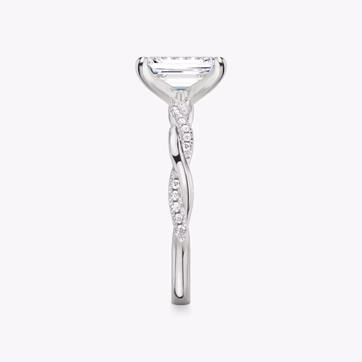 The Twisted Classic | Emerald | Platinum | bandAccent: Pavé | diamondOrientation: vertical | caratWeight: other