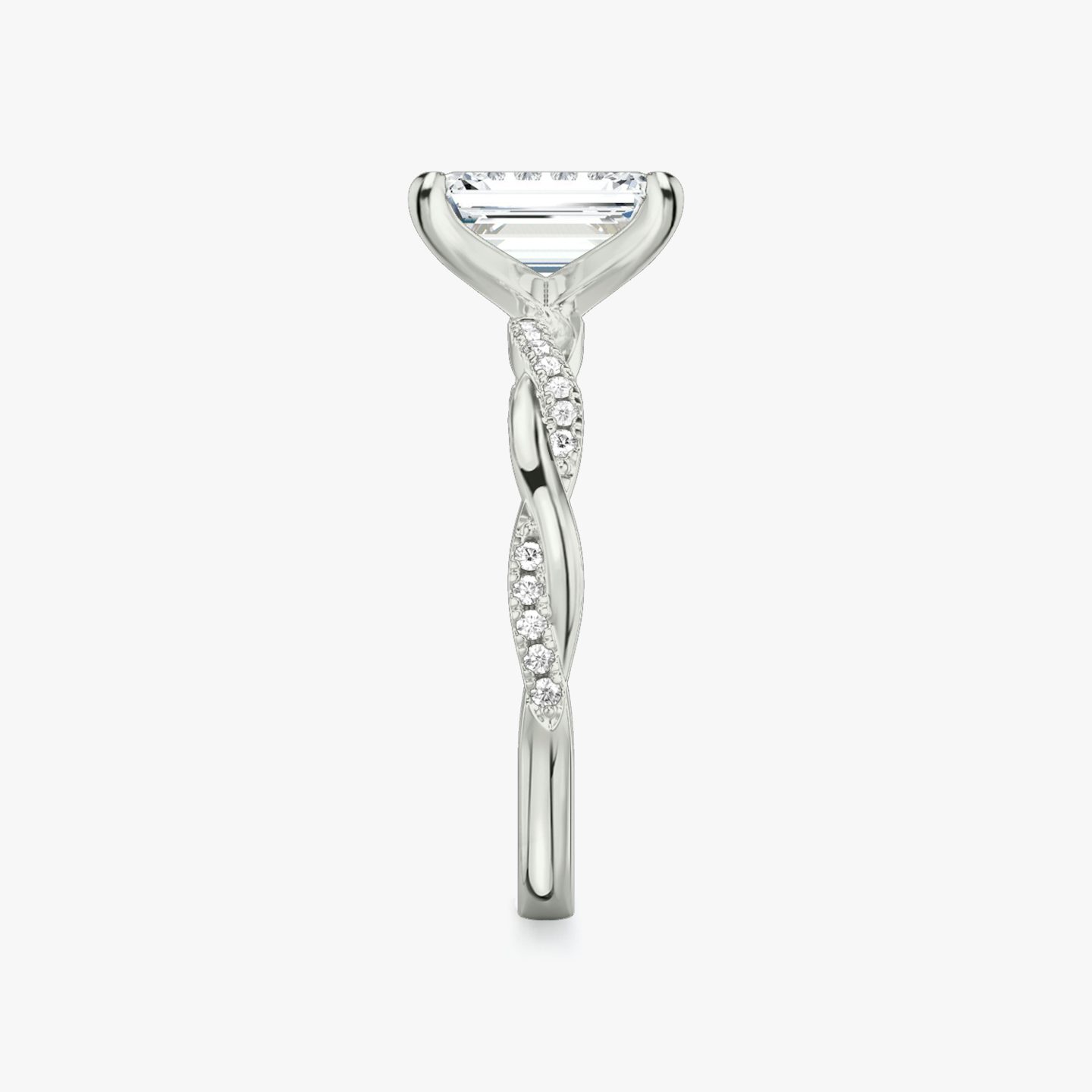 The Twisted Classic | Emerald | Platinum | bandAccent: Pavé | diamondOrientation: vertical | caratWeight: other