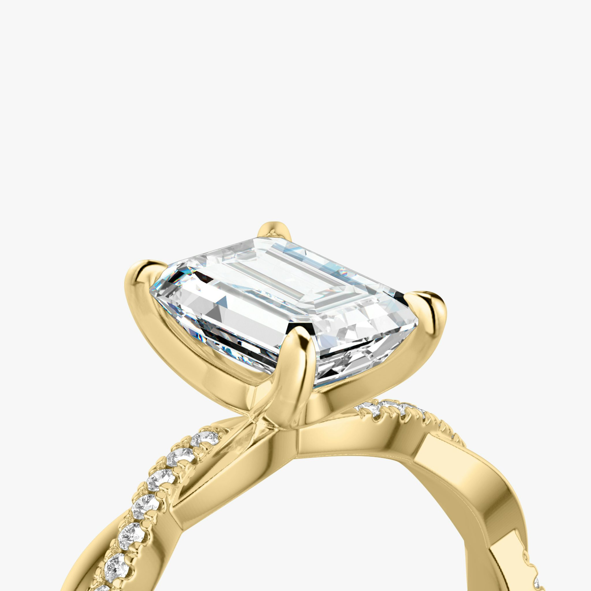 The Twisted Classic | Emerald | 18k | Yellow Gold | bandAccent: Pavé | diamondOrientation: vertical | caratWeight: other