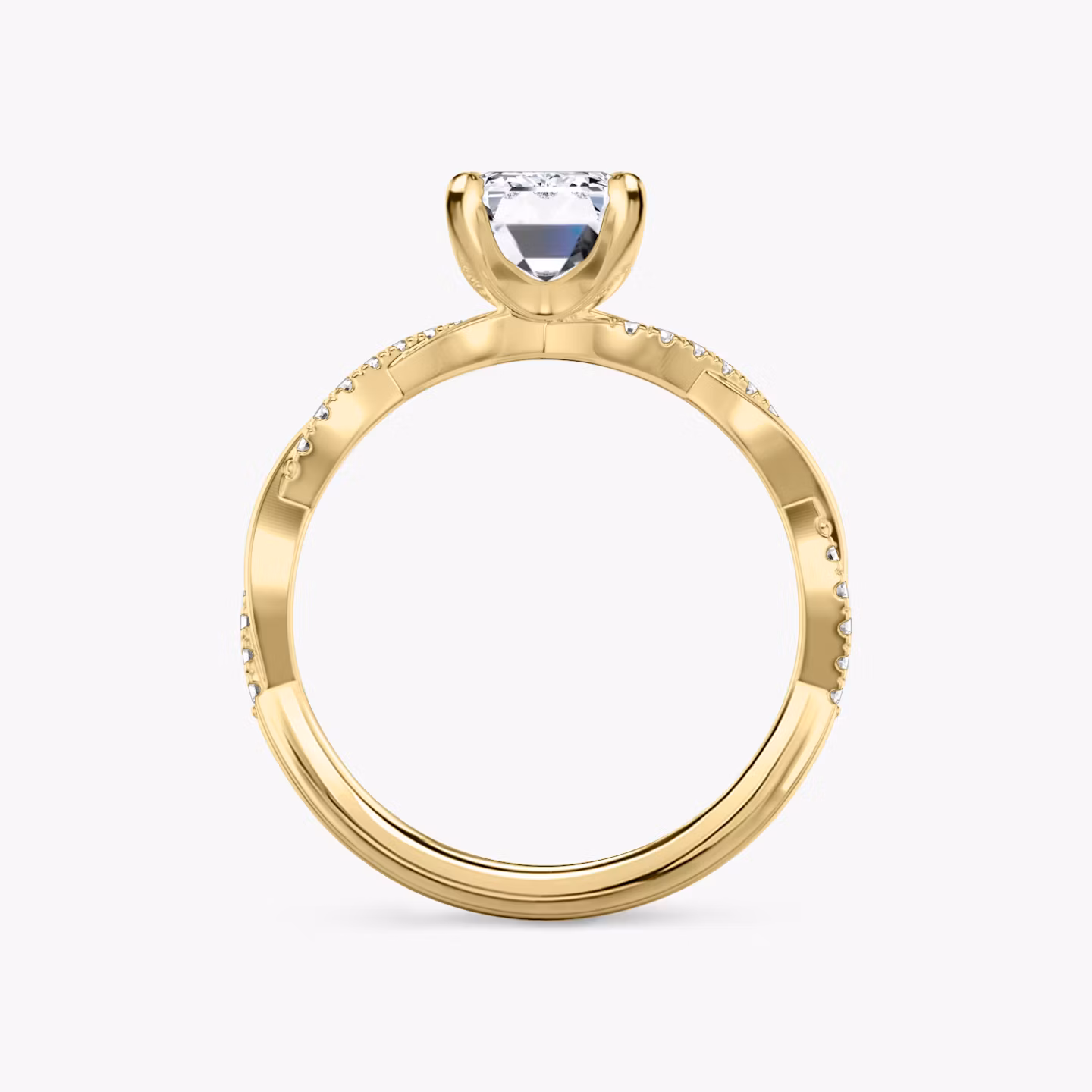 The Twisted Classic | Emerald | 18k | Yellow Gold | bandAccent: Pavé | diamondOrientation: vertical | caratWeight: other