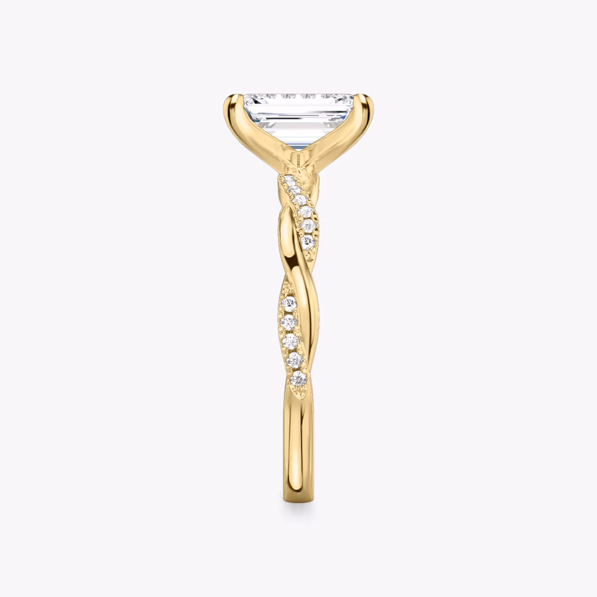 The Twisted Classic | Emerald | 18k | Yellow Gold | bandAccent: Pavé | diamondOrientation: vertical | caratWeight: other