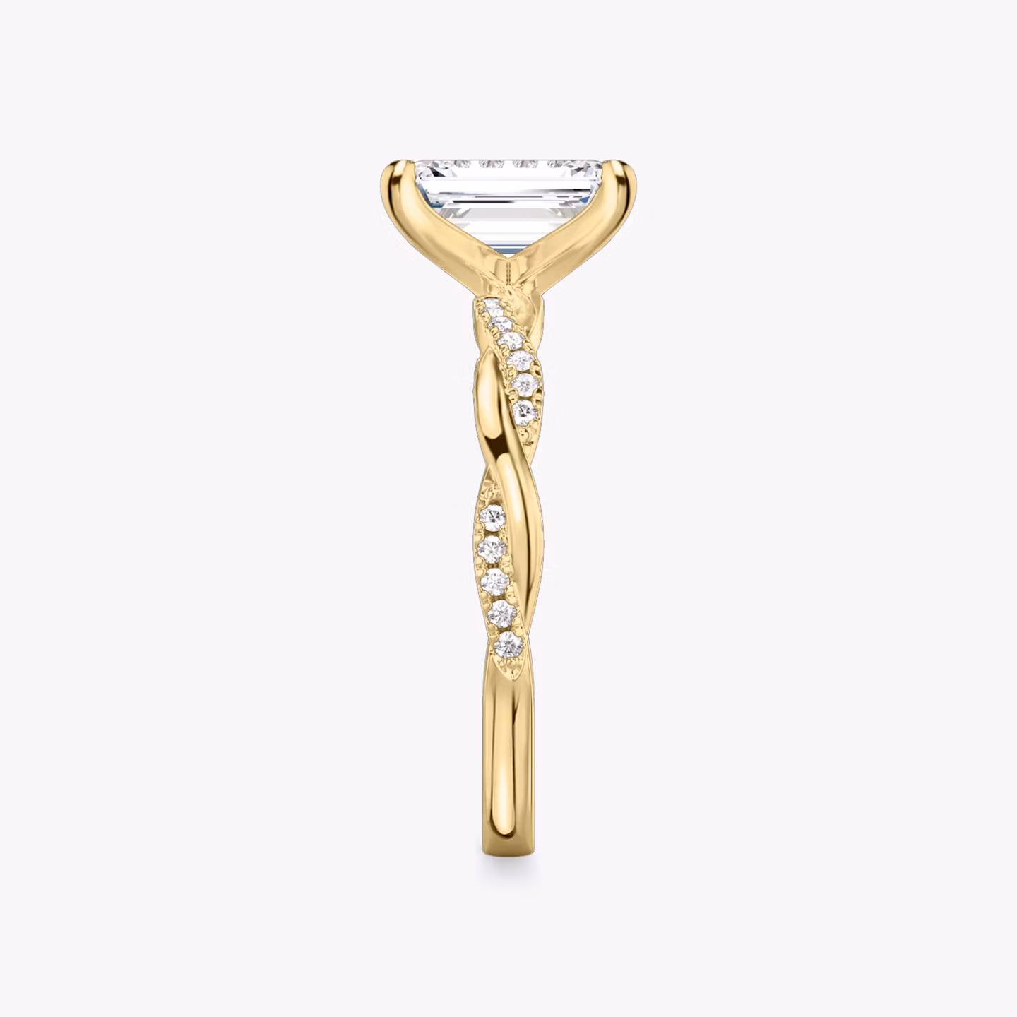 The Twisted Classic | Emerald | 18k | Yellow Gold | bandAccent: Pavé | diamondOrientation: vertical | caratWeight: other
